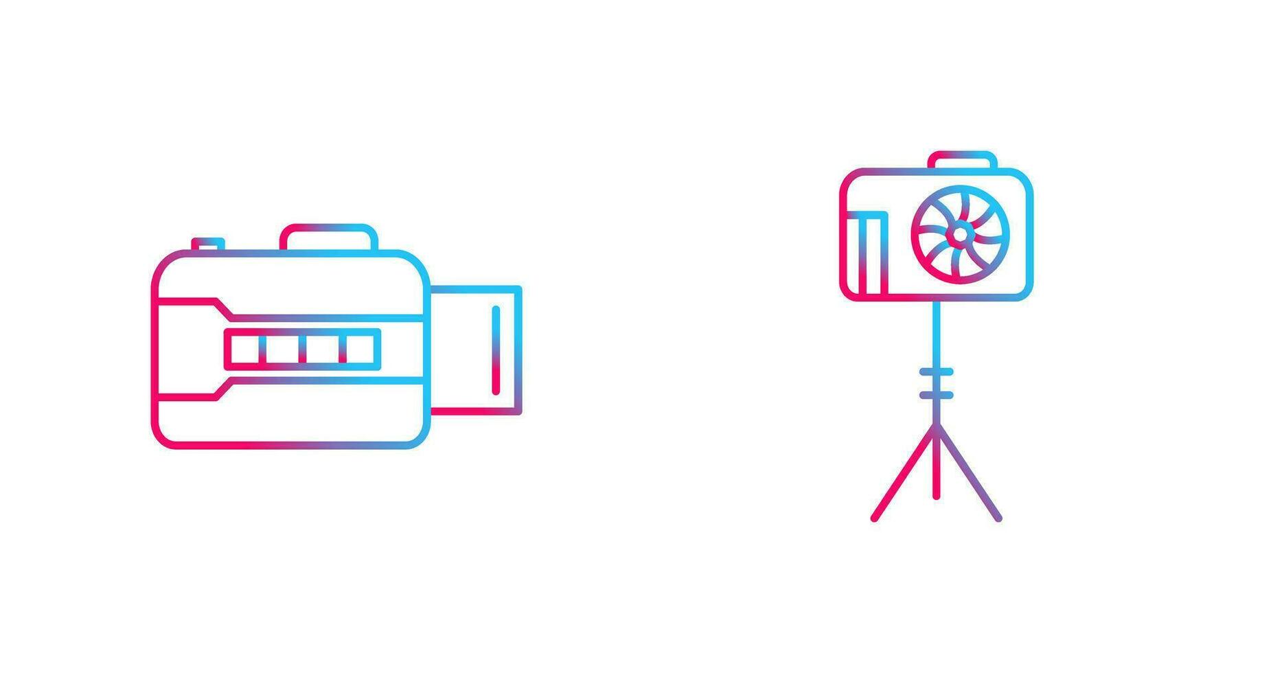 open camera and camera stand  Icon vector