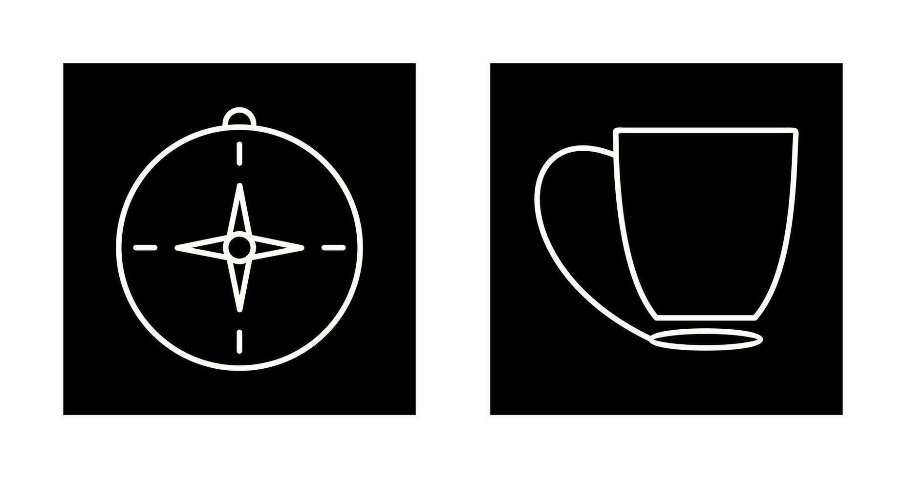 compass and coffee cup Icon vector