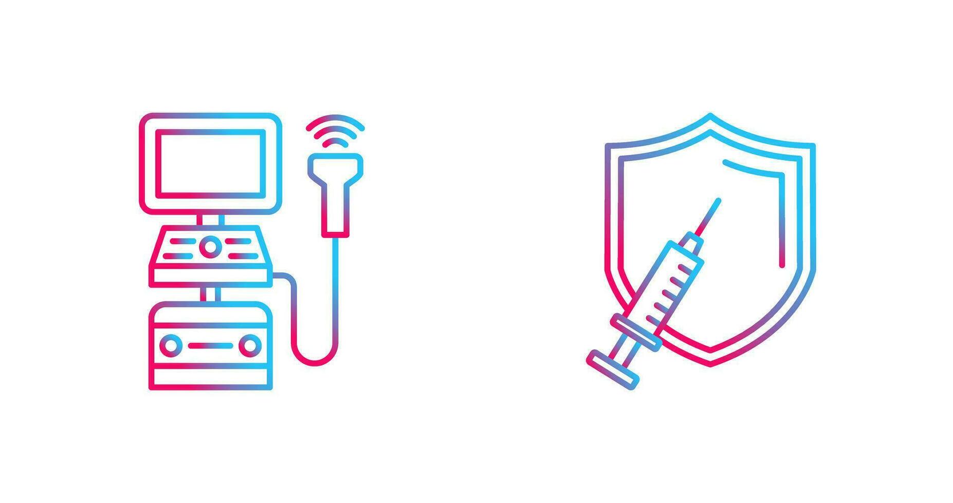 Ultrasound Machine and Vaccination Icon vector