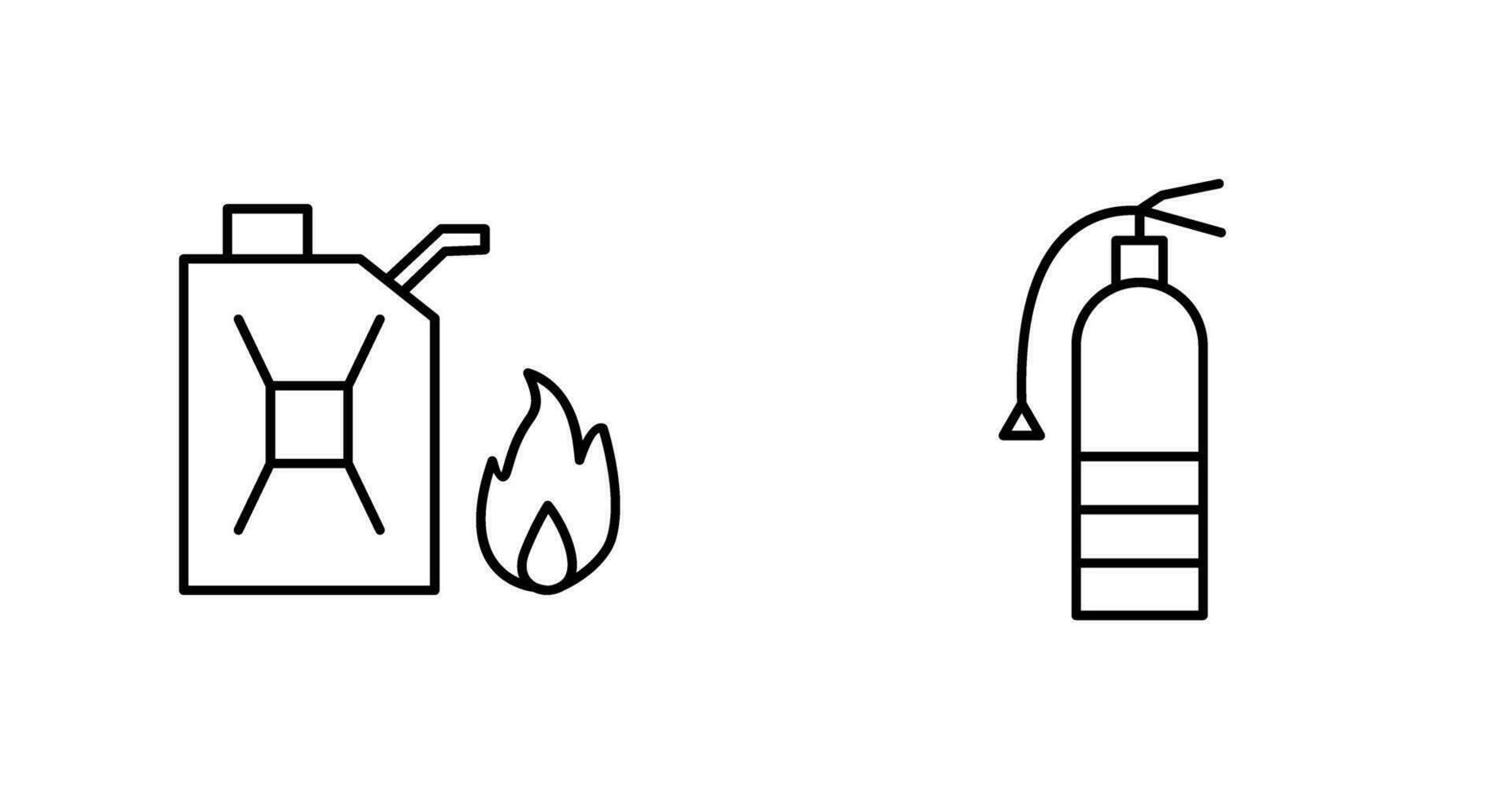 combustible a fuego y extintor icono vector