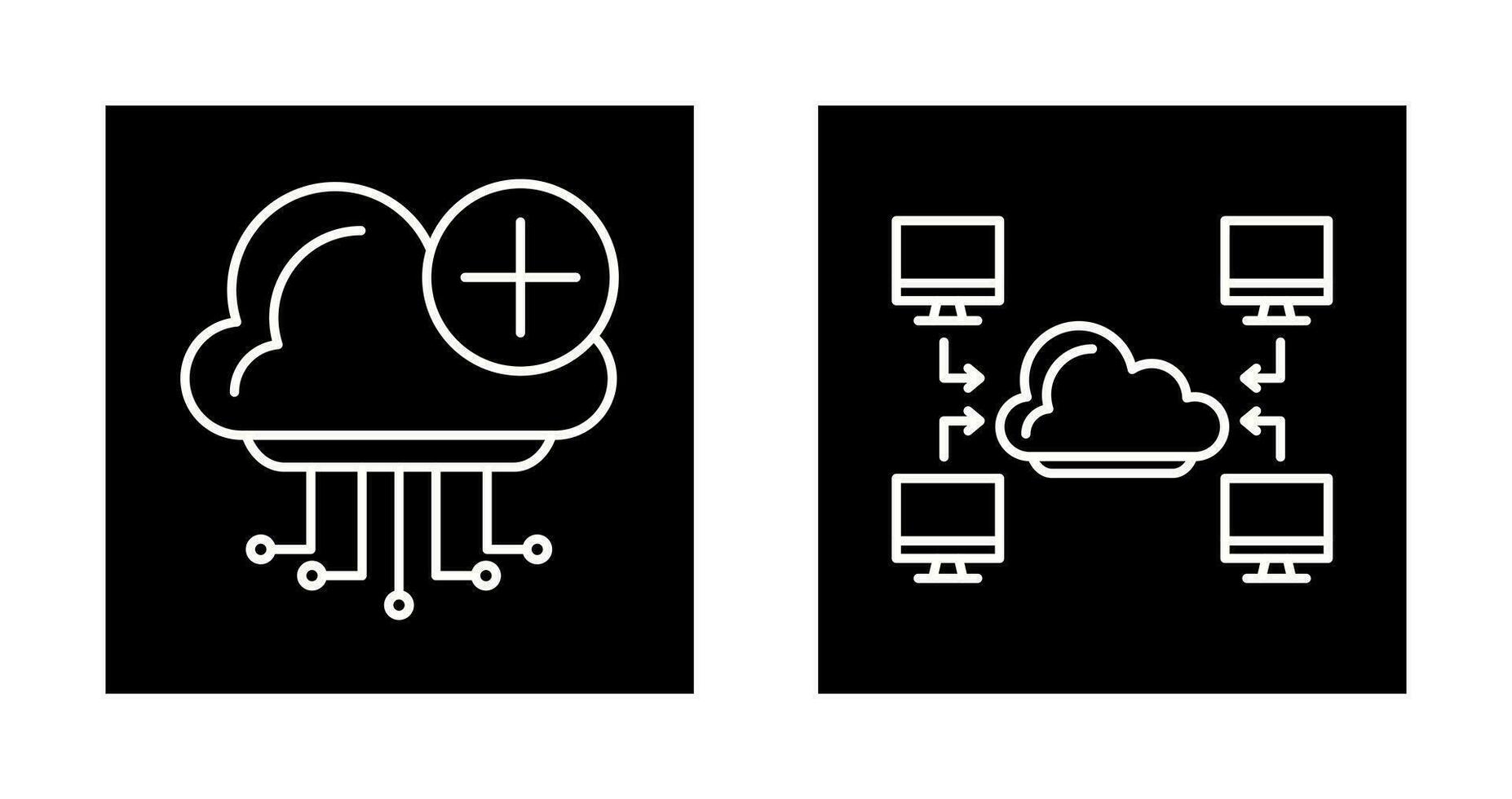 nube informática y computadora icono vector