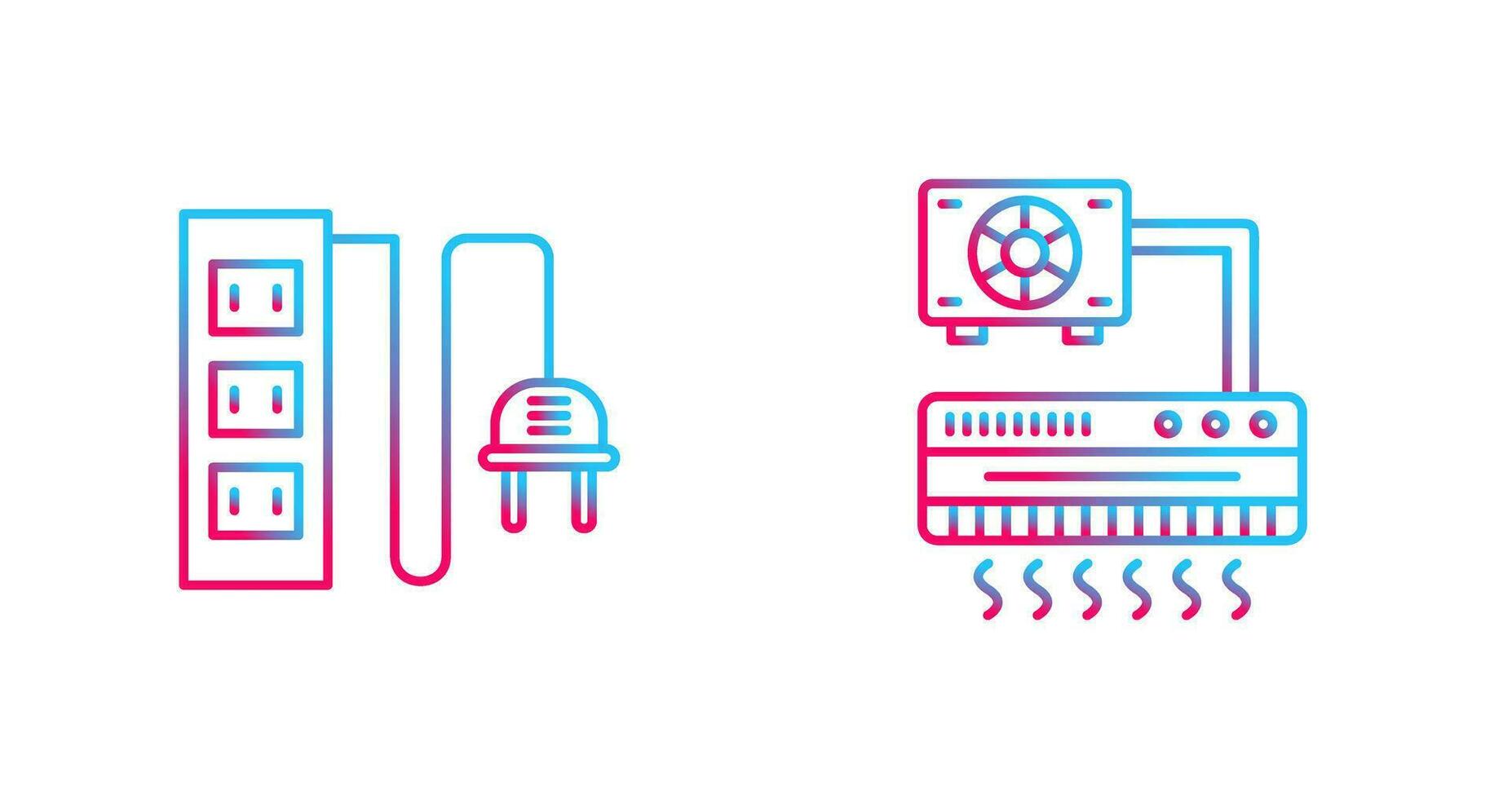 Power Socket and Air Conditioner Icon vector