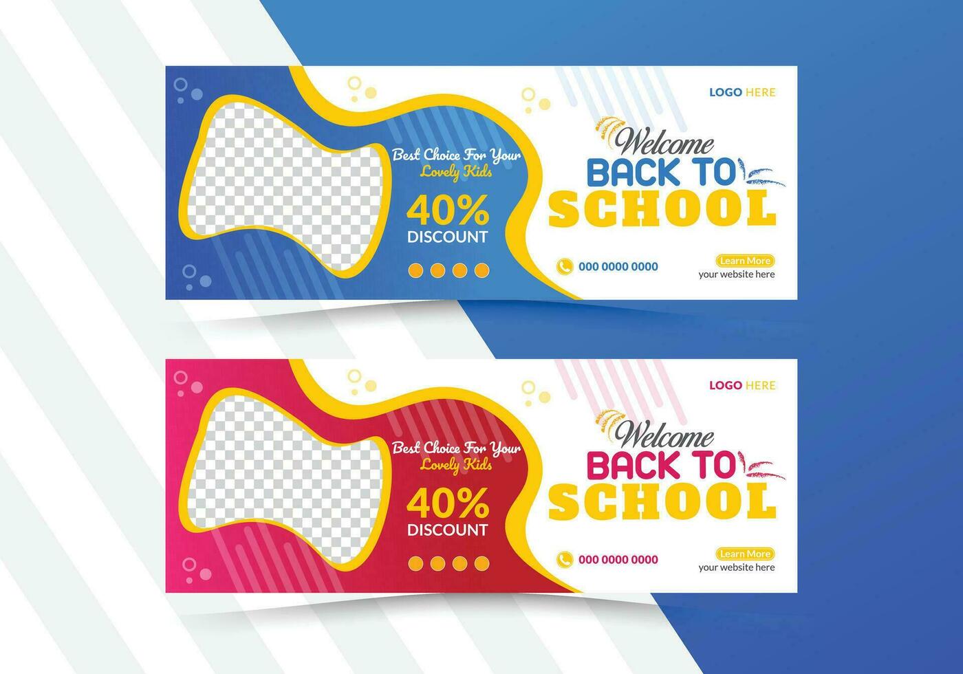 School Admission Banner 2024 social media cover page layout and kids school admission web banner template design set. vector