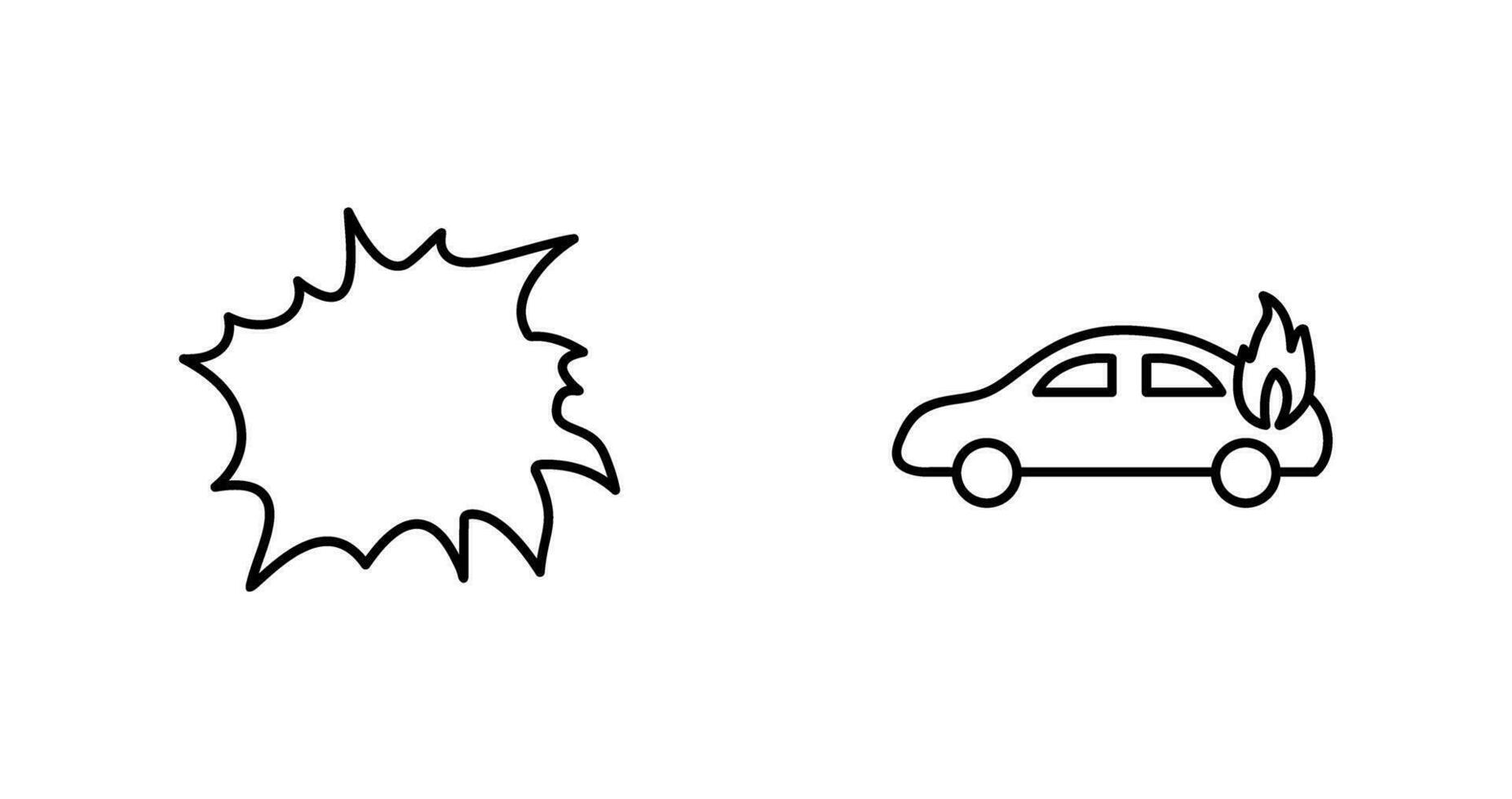 explosion and car on fire  Icon vector