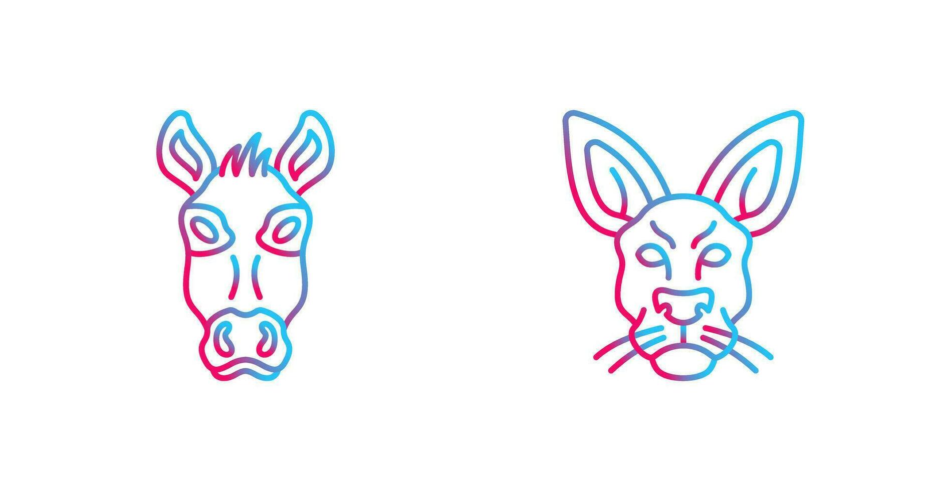 Donkey and Kangaroo Icon vector