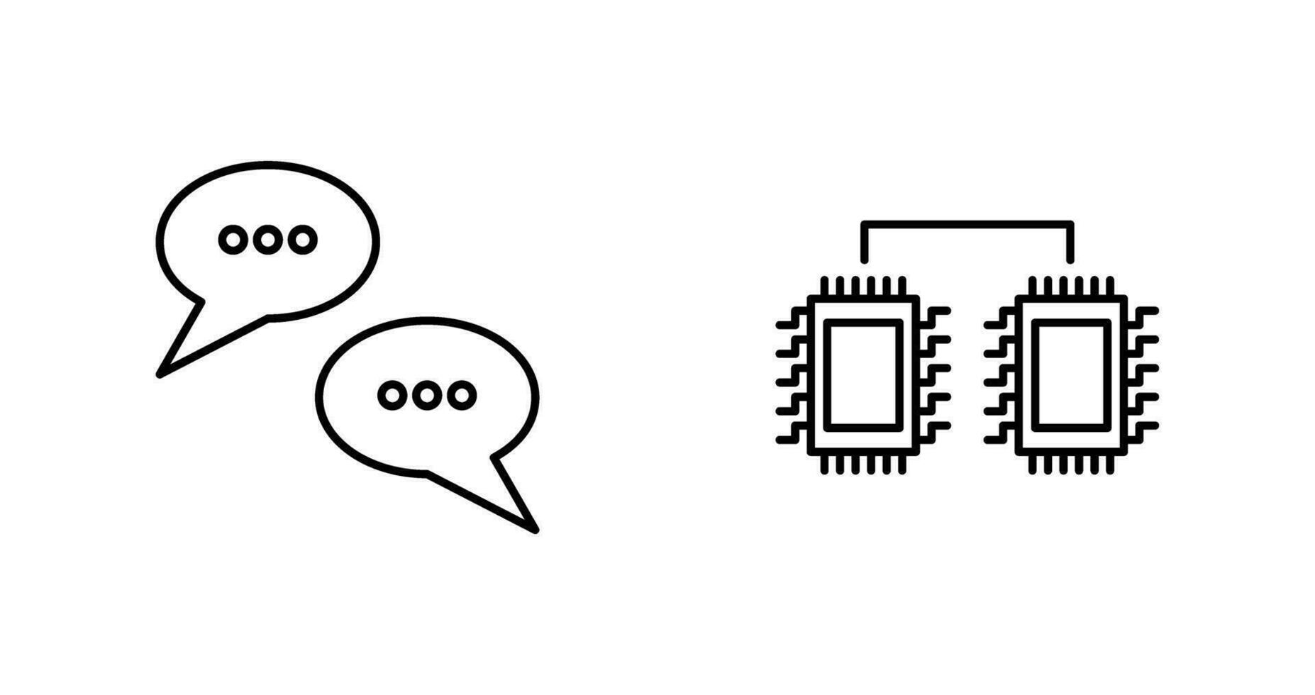 conversacion burbujas y procesadores conectado icono vector