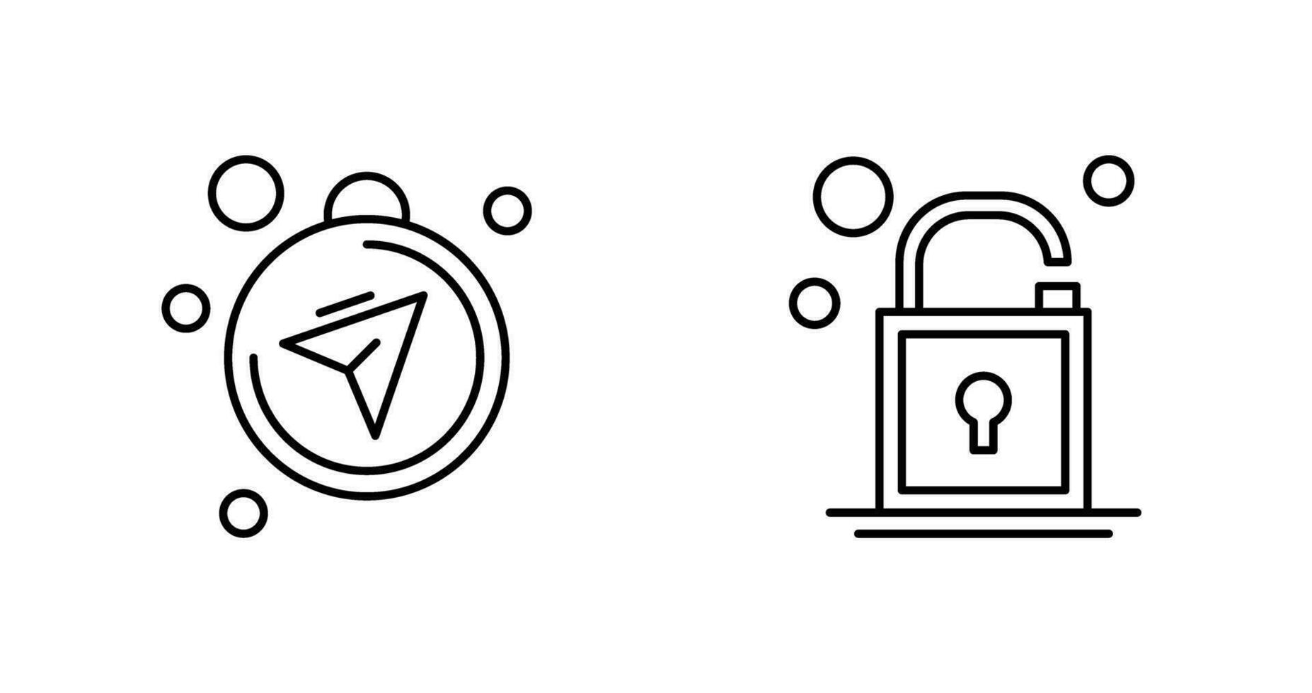 Compass and Open Lock Icon vector