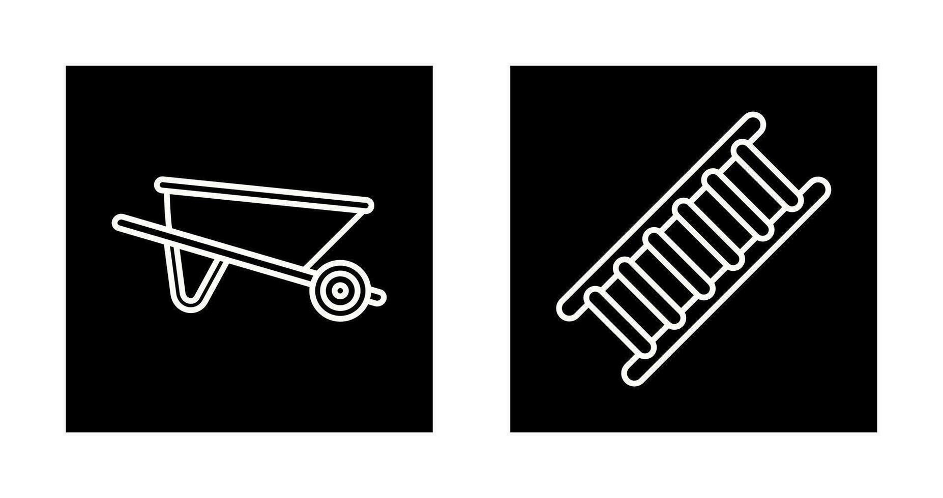Wheelbarrow and ladder Icon vector