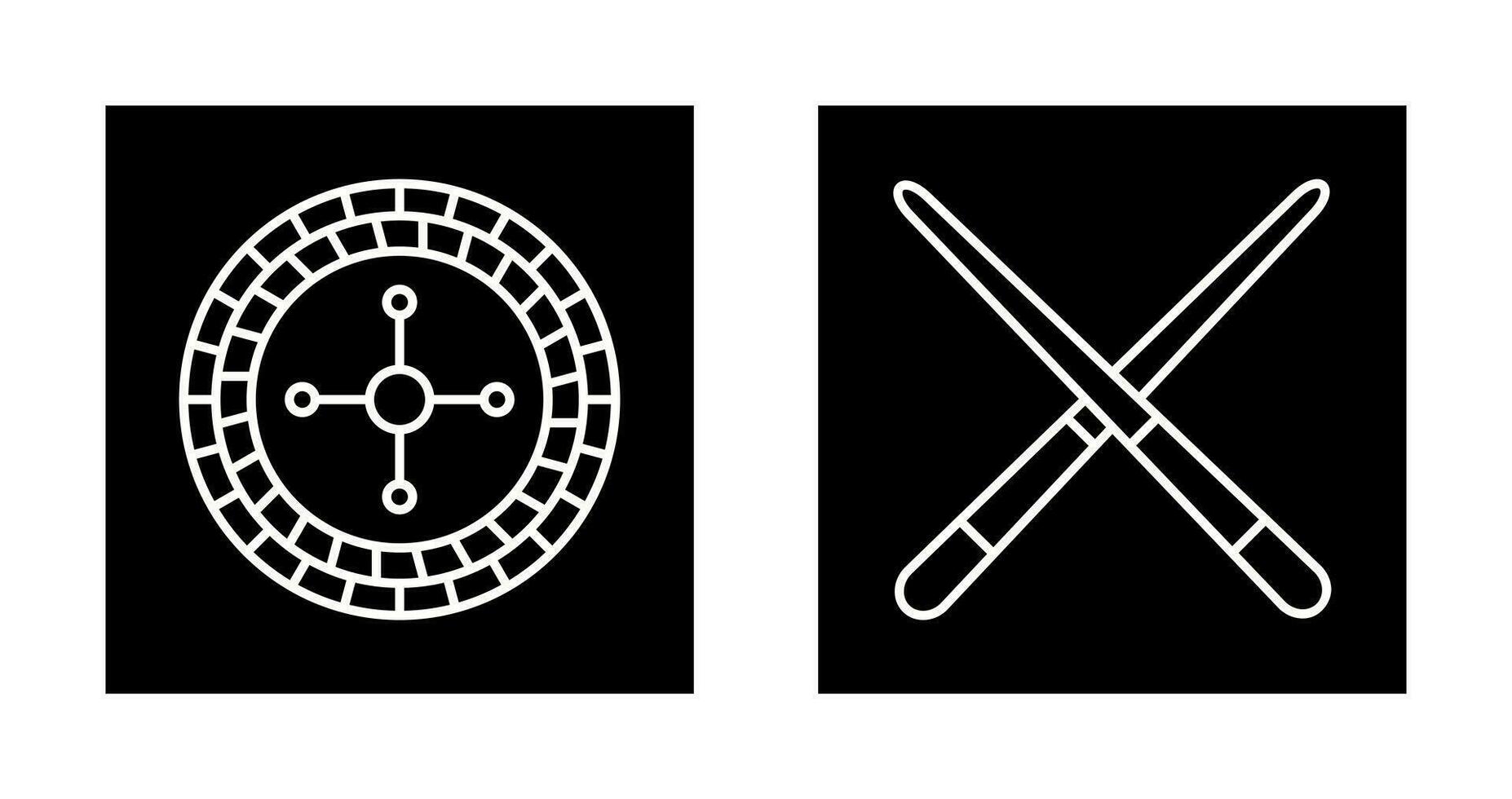 roulette and Pool cue  Icon vector