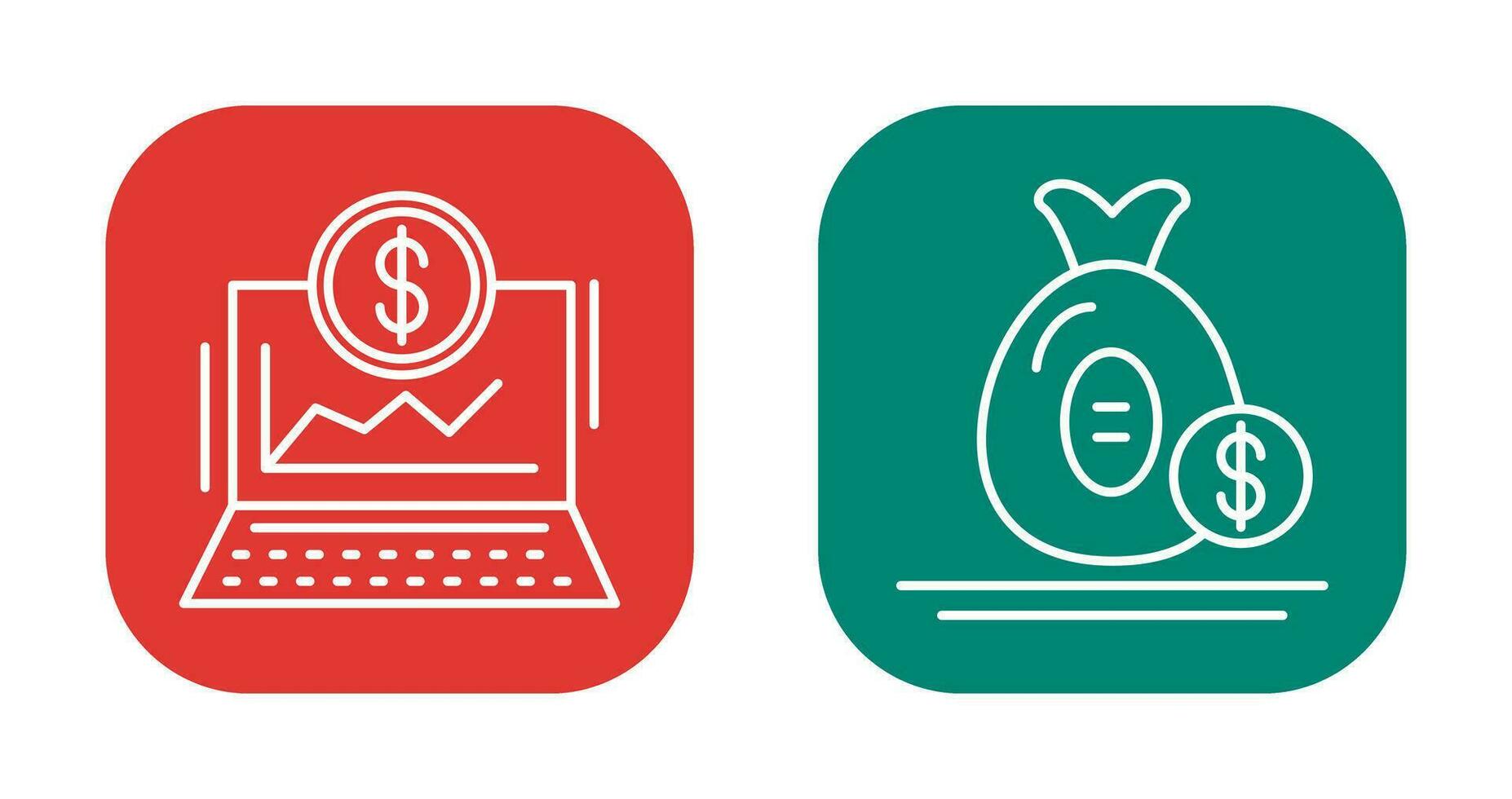 Laptop and Money Bag Icon vector