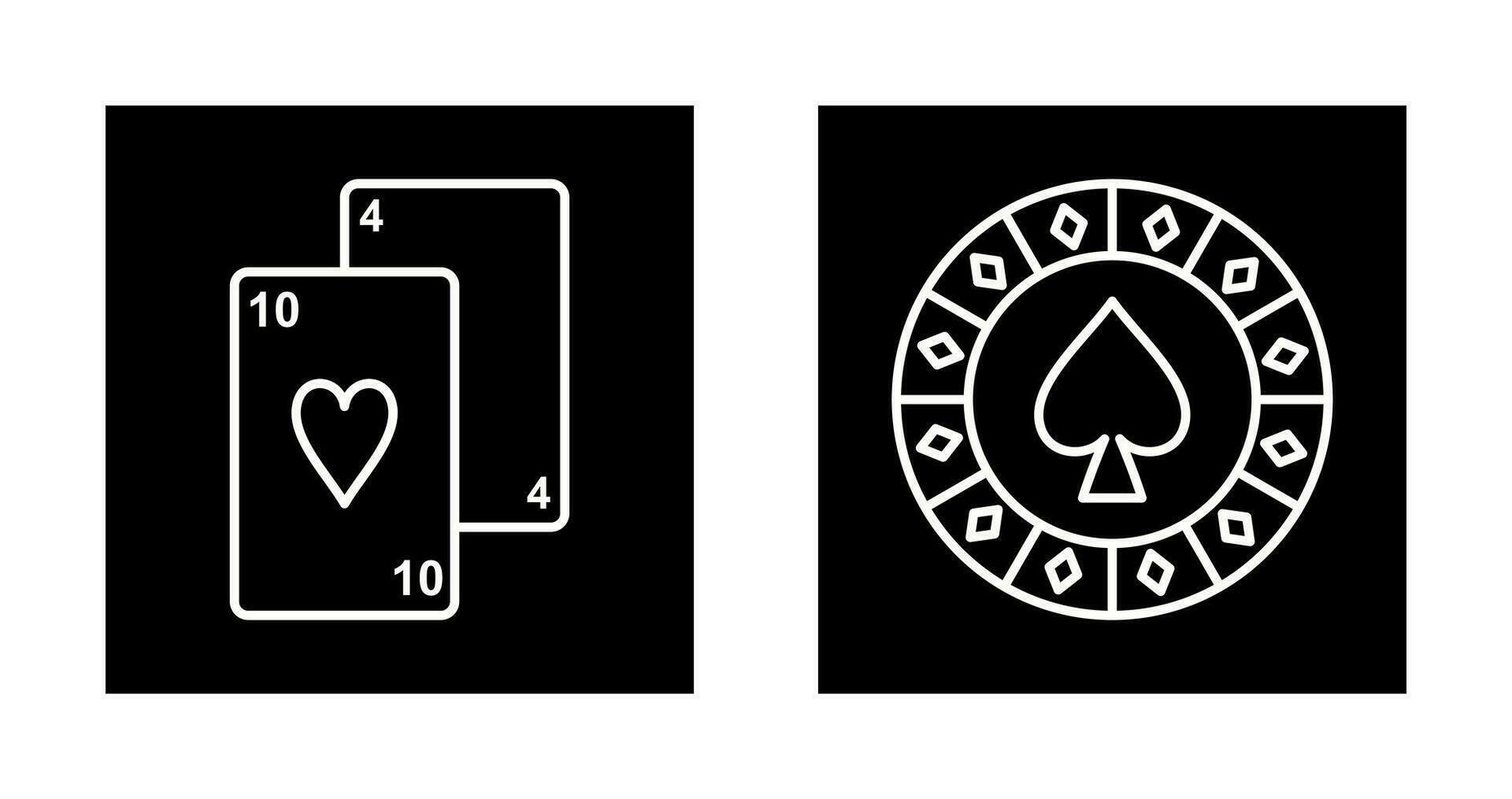 playing cards and spade chips Icon vector
