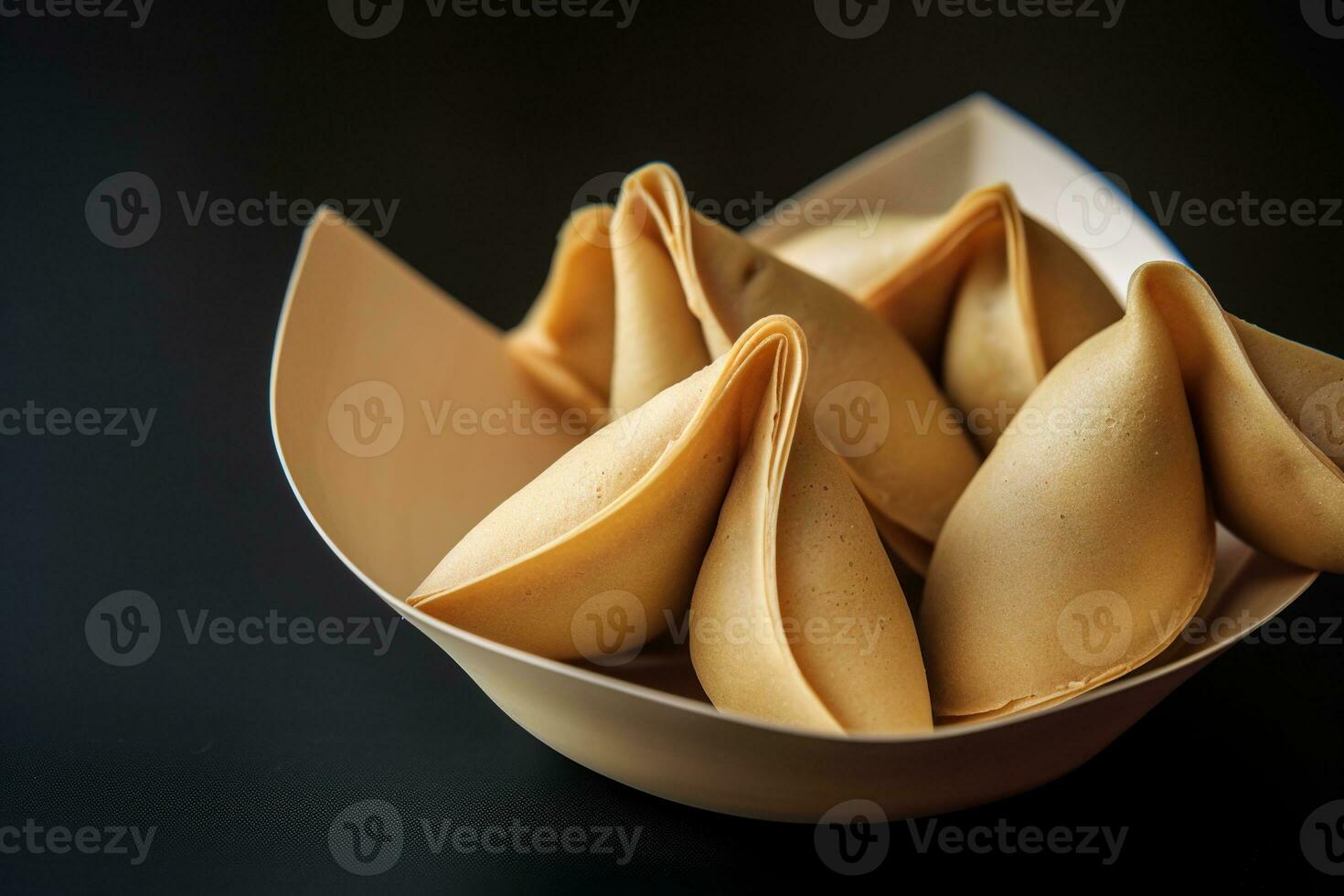 Fortune cookies. Lucky biscuit with blank paper for message inside AI Generative photo