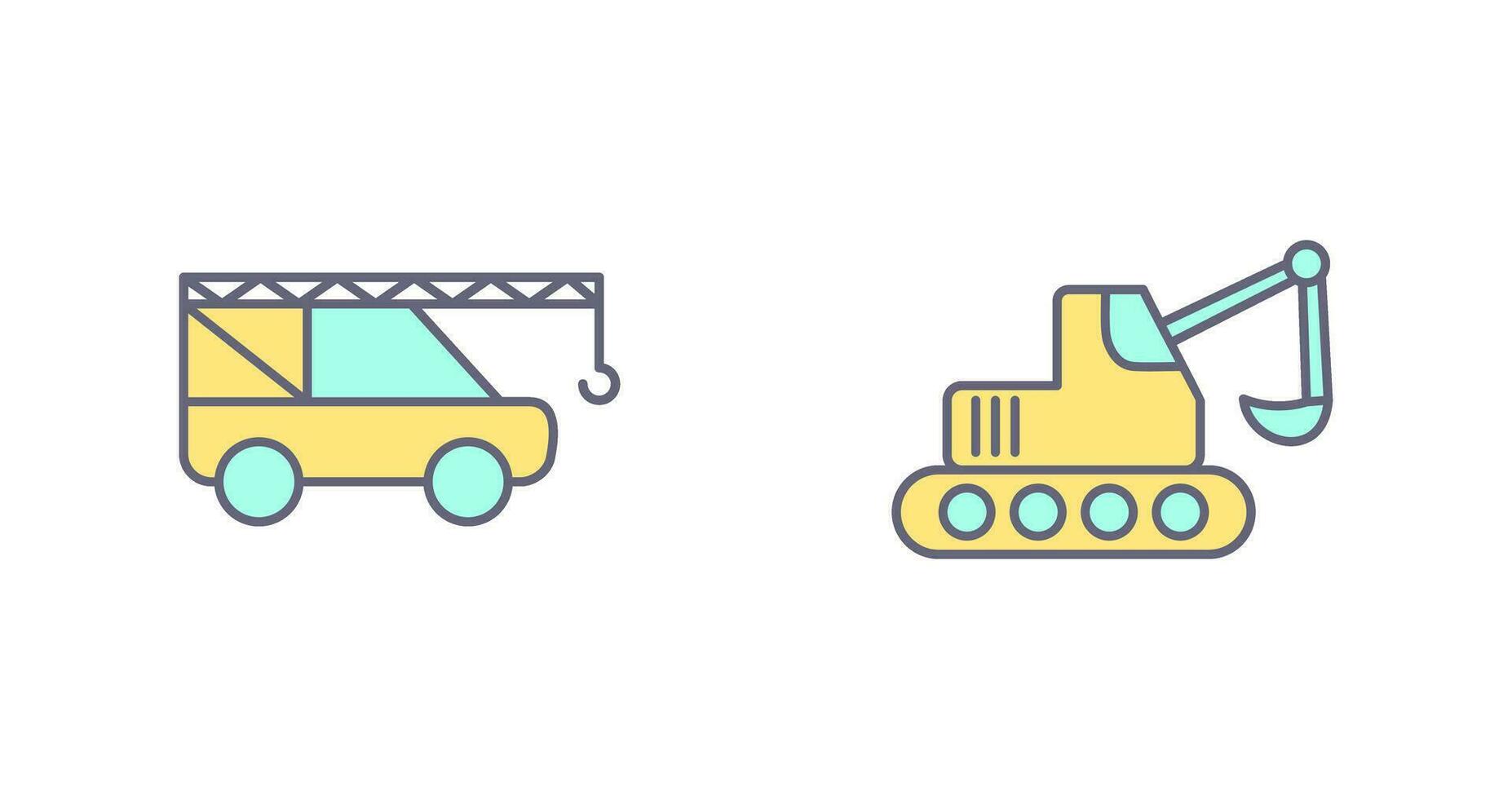 Crane and Escavator Icon vector