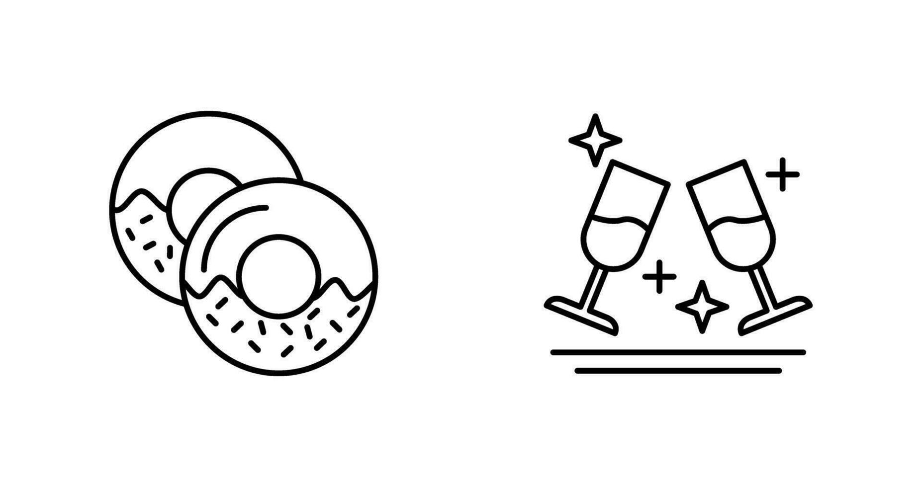 Two Glasses Romantic and Doughnut Icon vector