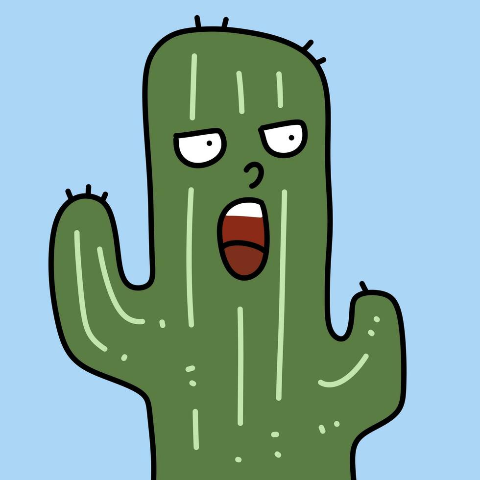 cute cactus cartoon on blue background photo