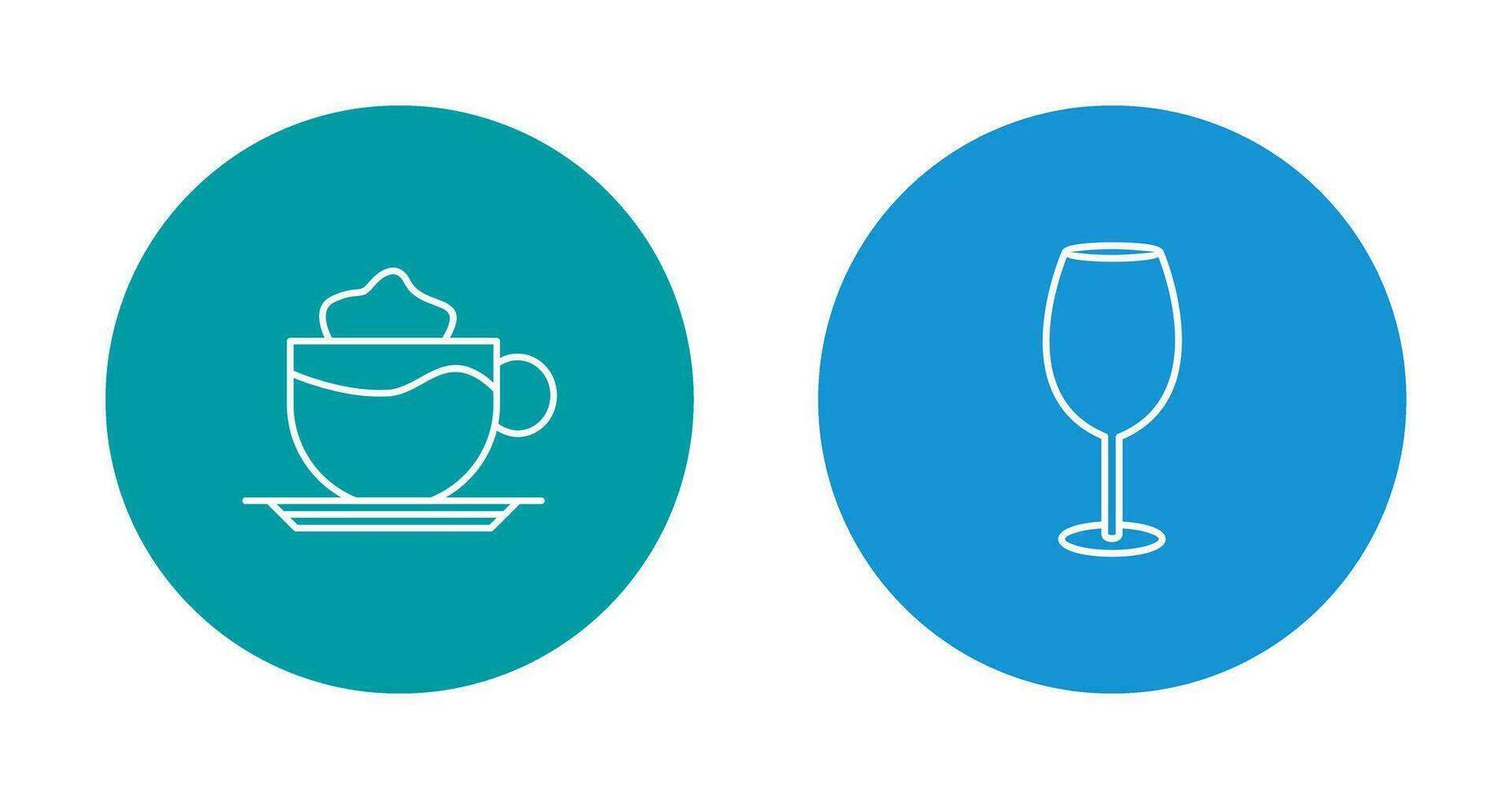 latté y vino vaso icono vector