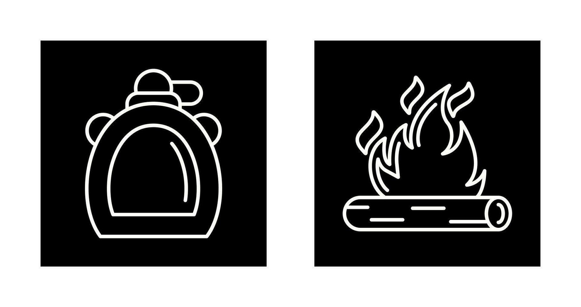 Canteen and Bonfire Icon vector