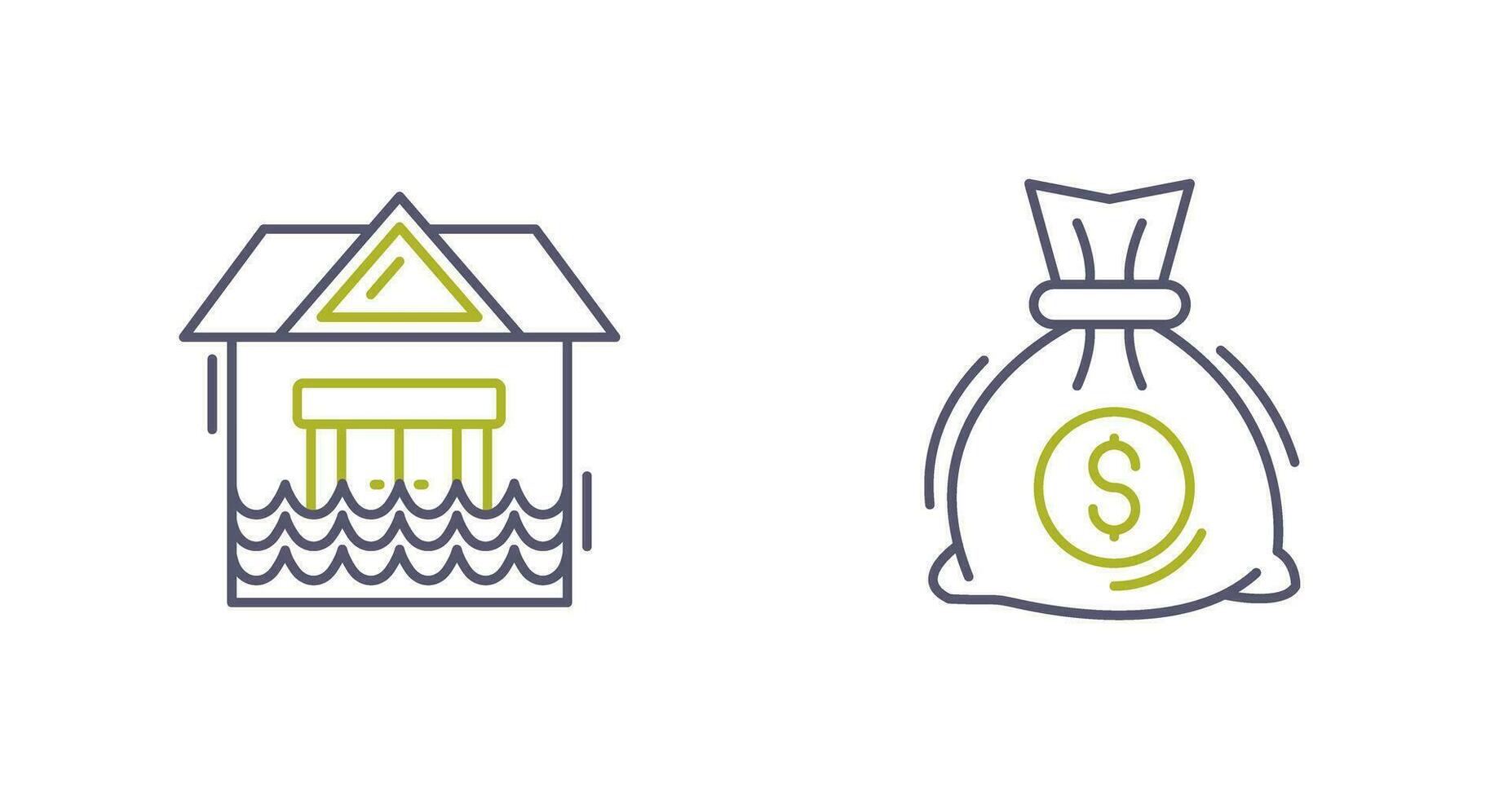 Natural Disaster and Money Bag Icon vector