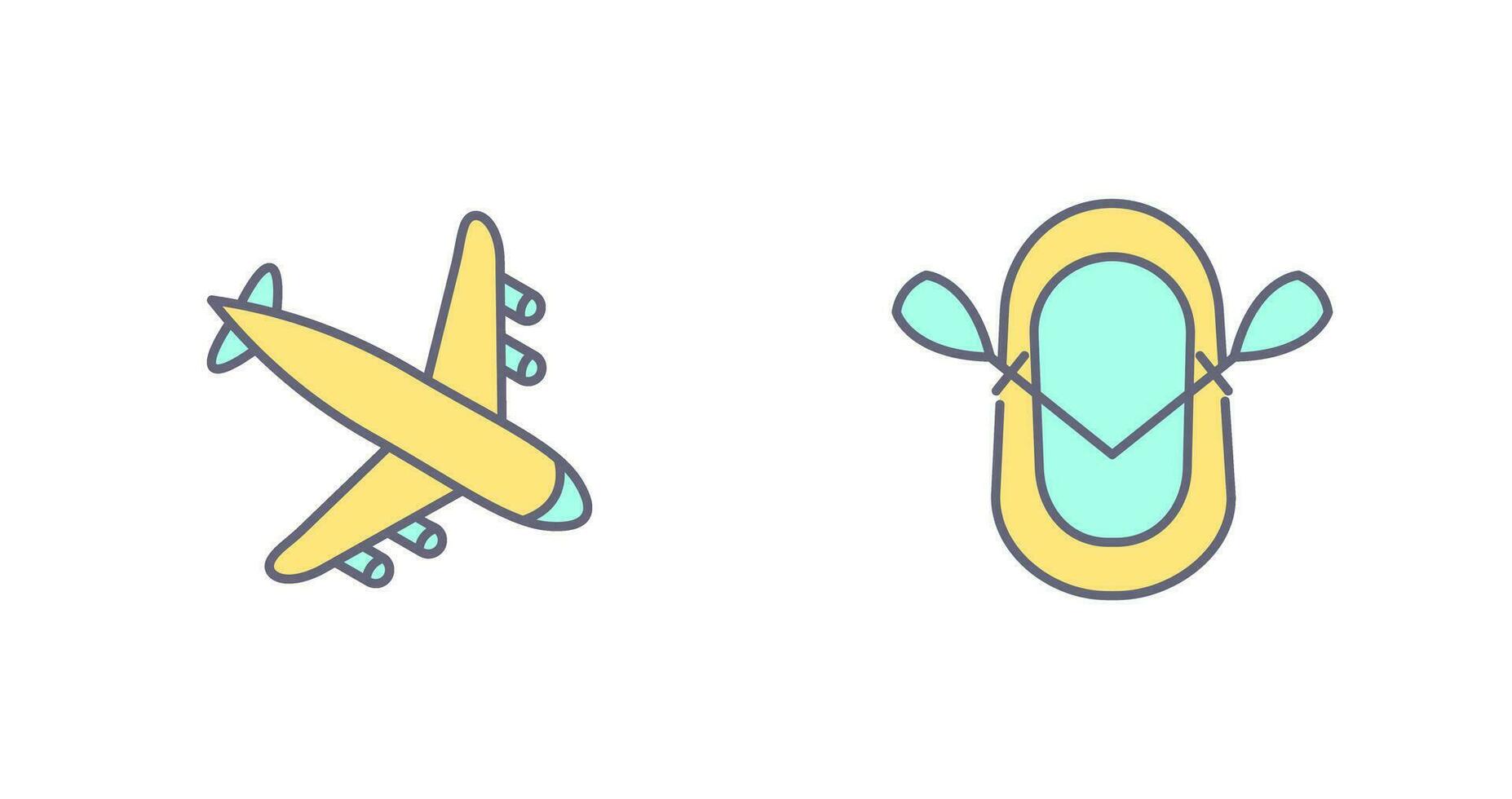 Landing Airplane and Dinghy Icon vector