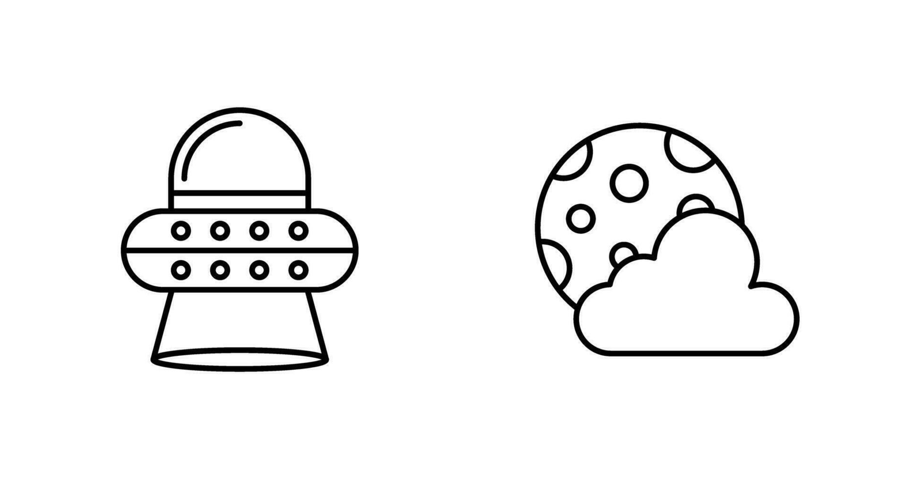 ufo and moon Icon vector