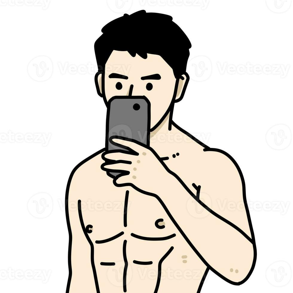 cute man cartoon on white background photo