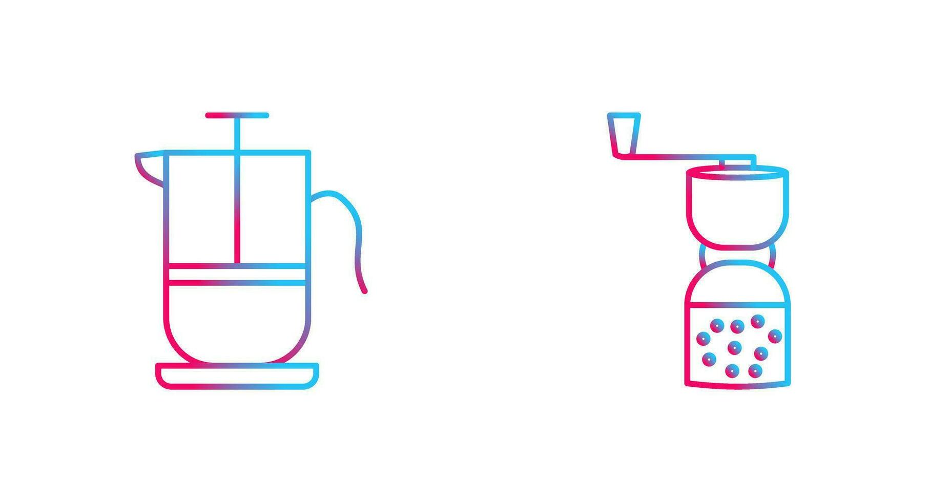 french press and coffee grinder  Icon vector