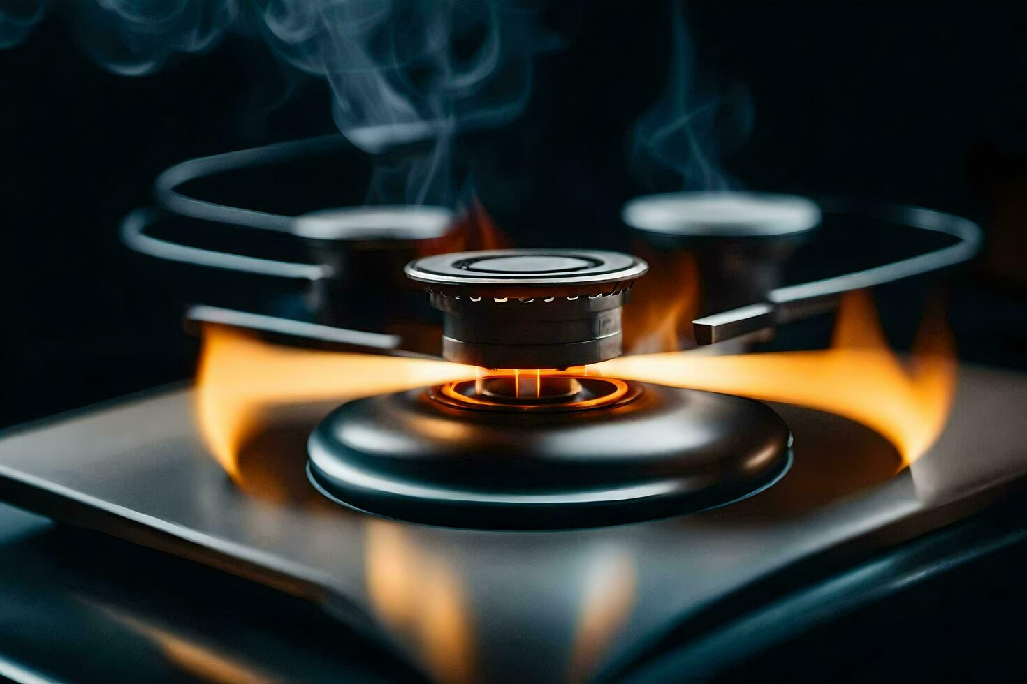 a gas stove with smoke coming out of it. AI-Generated photo