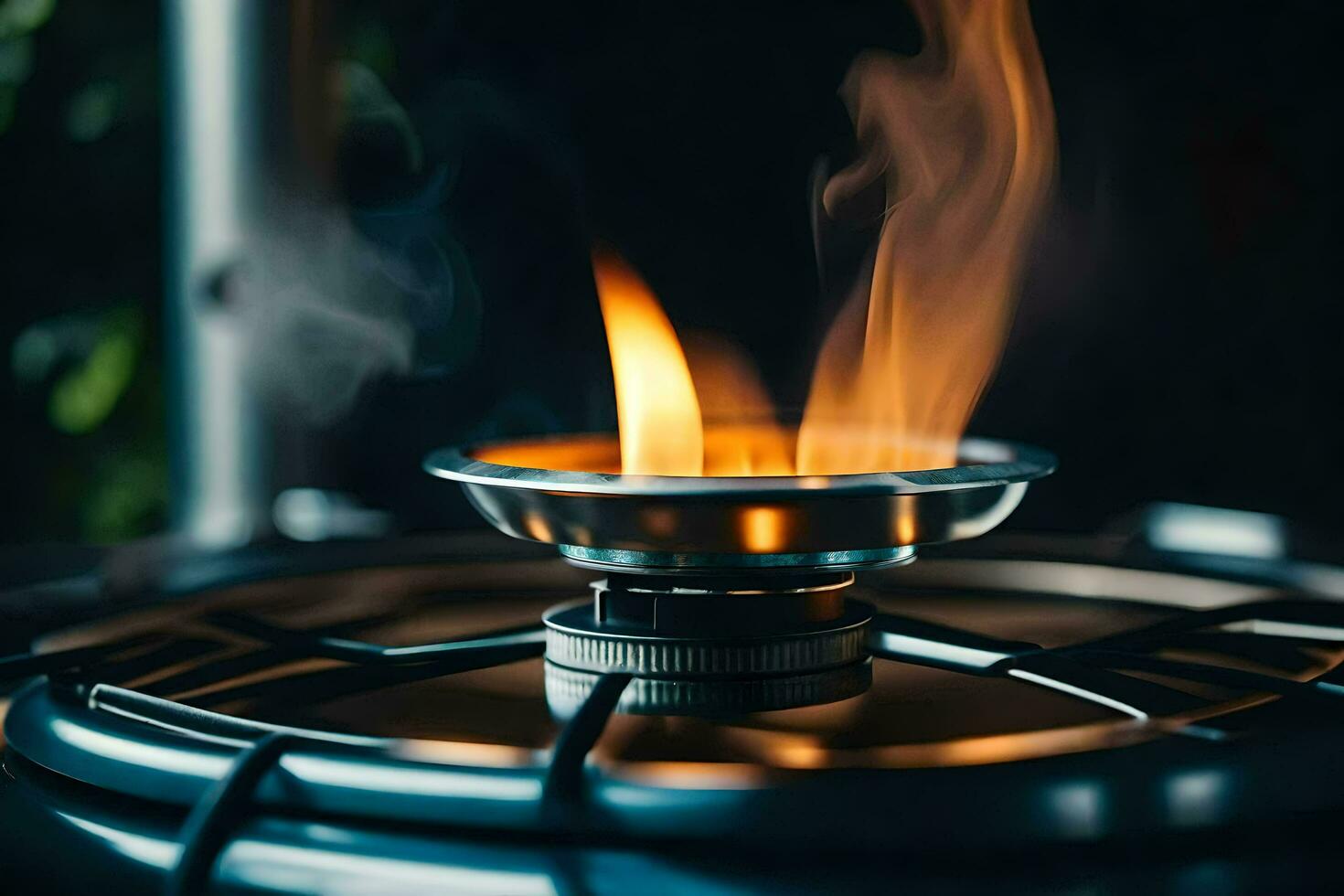 a flame burning on a stove top. AI-Generated photo