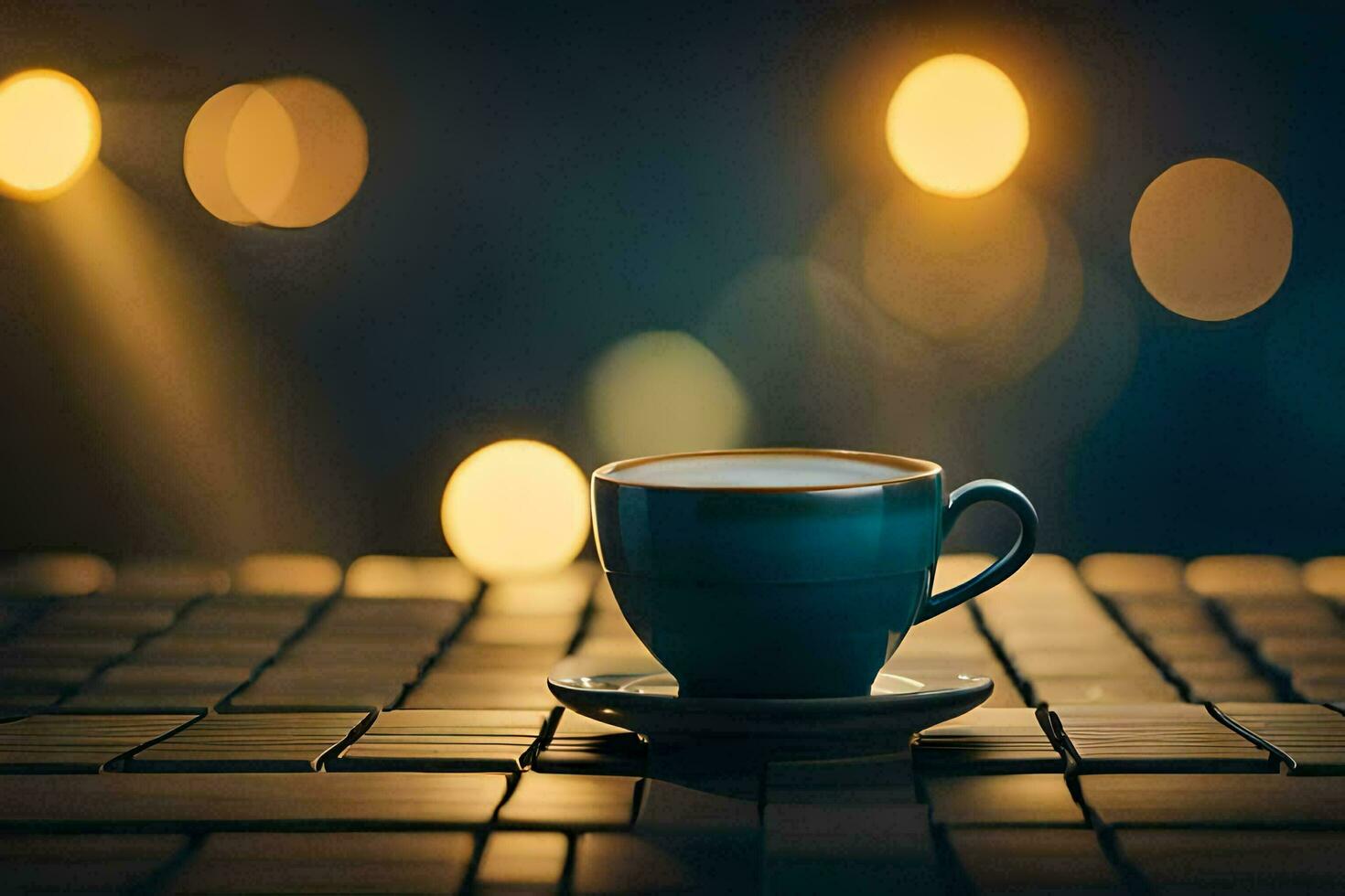 a cup of coffee on a laptop. AI-Generated photo
