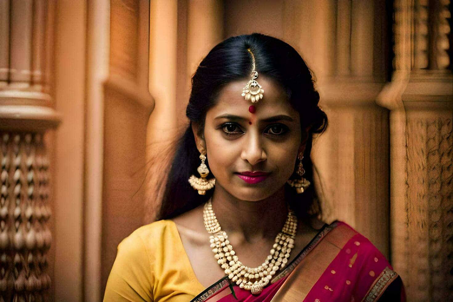 a beautiful indian woman in a sari. AI-Generated photo