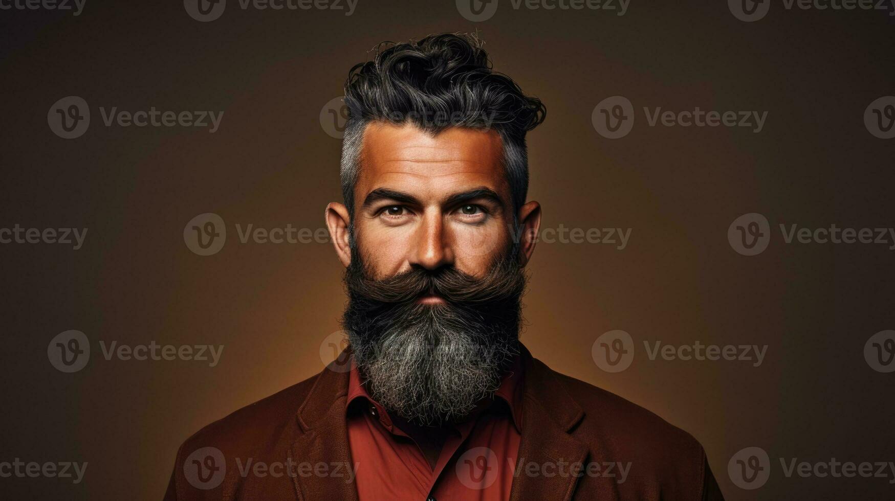 A bearded mans portrait for Movember isolated on a gradient background photo