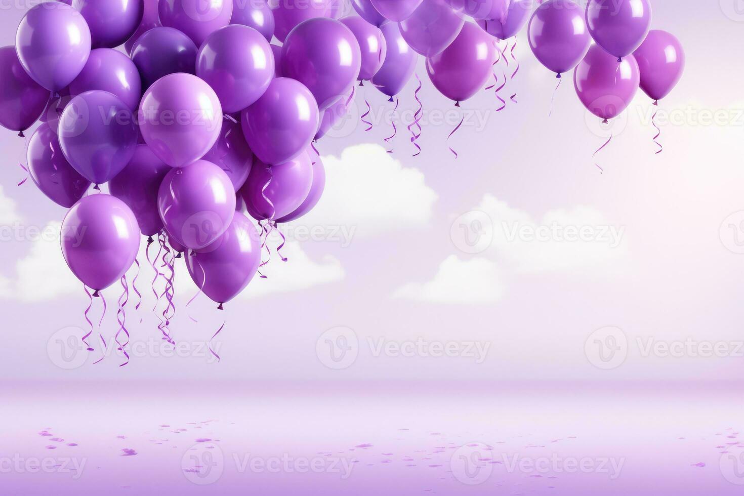 Purple balloons release at epilepsy awareness event background with empty space for text photo