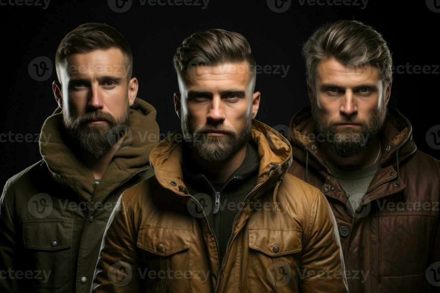 Portrait series of men showing off unique facial hair styles for Movember photo