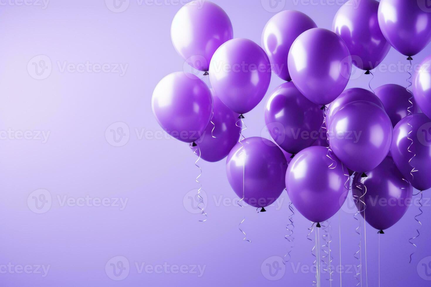 Purple balloons rising at an epilepsy awareness event isolated on a gradient background photo