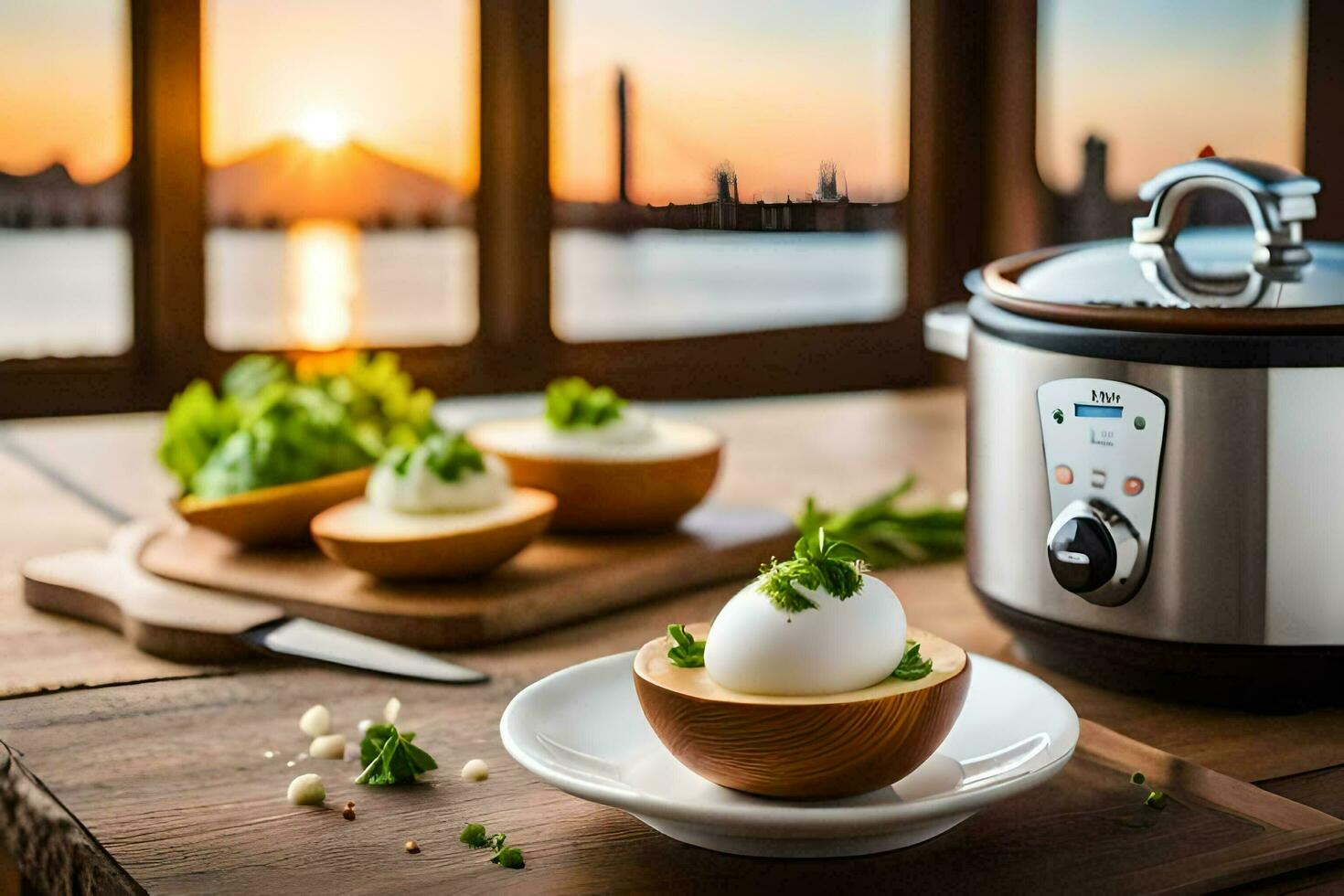 eggs in a slow cooker. AI-Generated photo