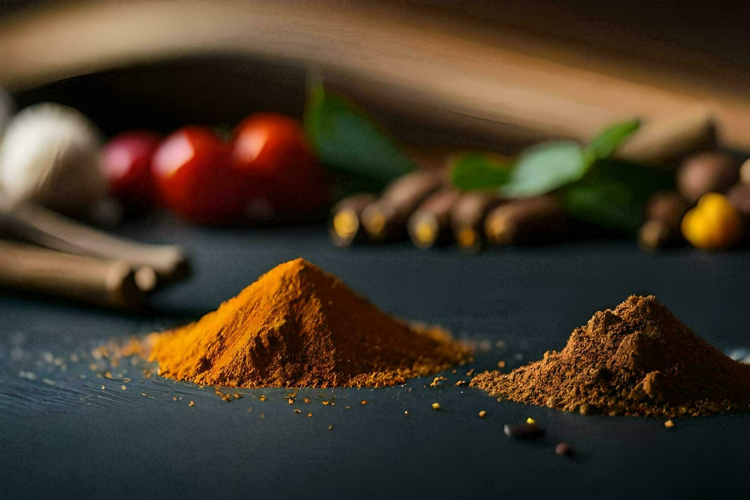spices and spices on a black background. AI-Generated photo