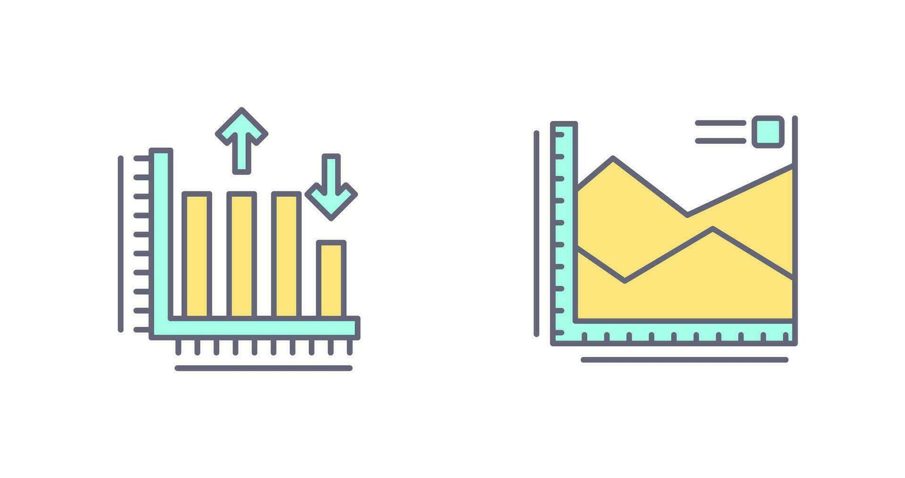 Spline Chart and Bar Graph Icon vector