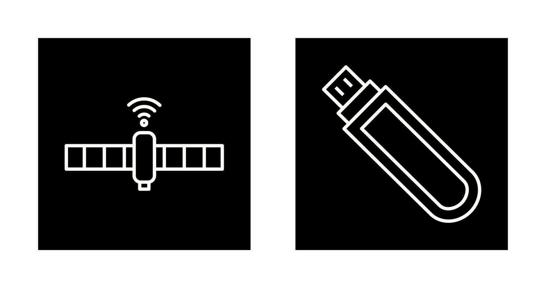 satelllite and usb drive Icon vector