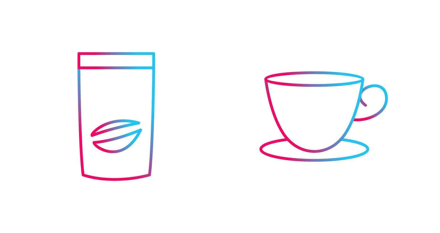 coffee bag and tea cup  Icon vector