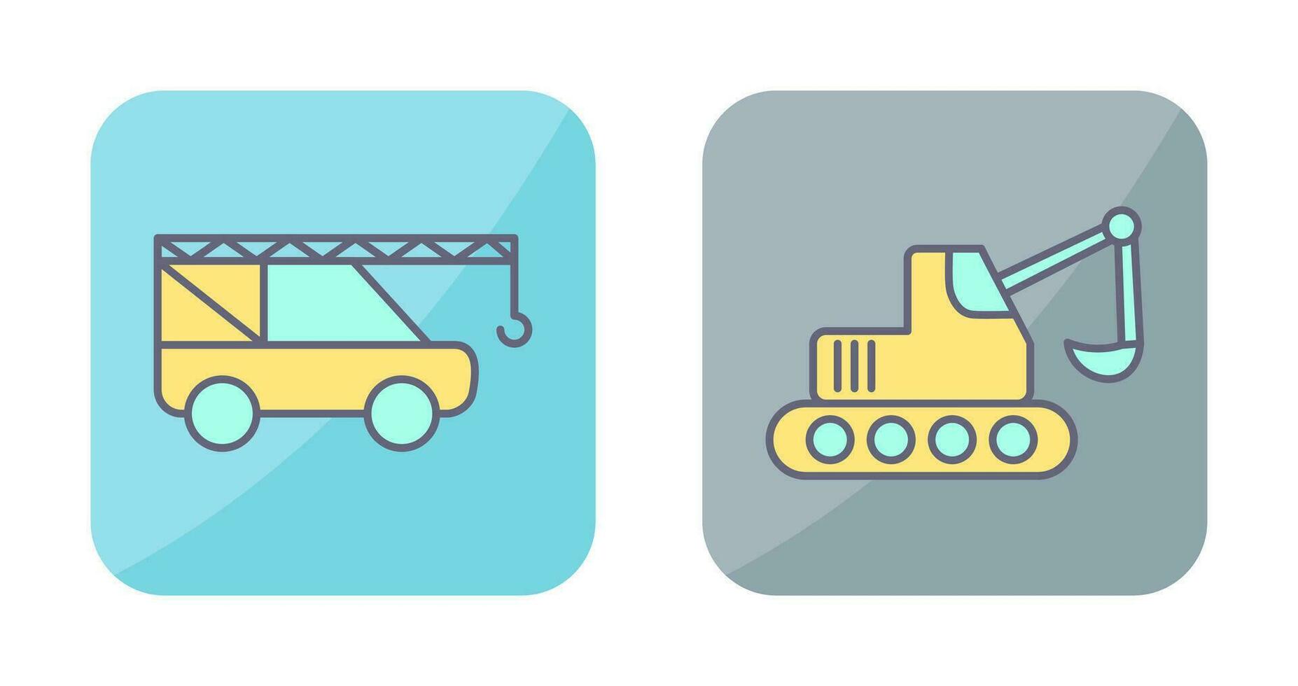 Crane and Escavator Icon vector