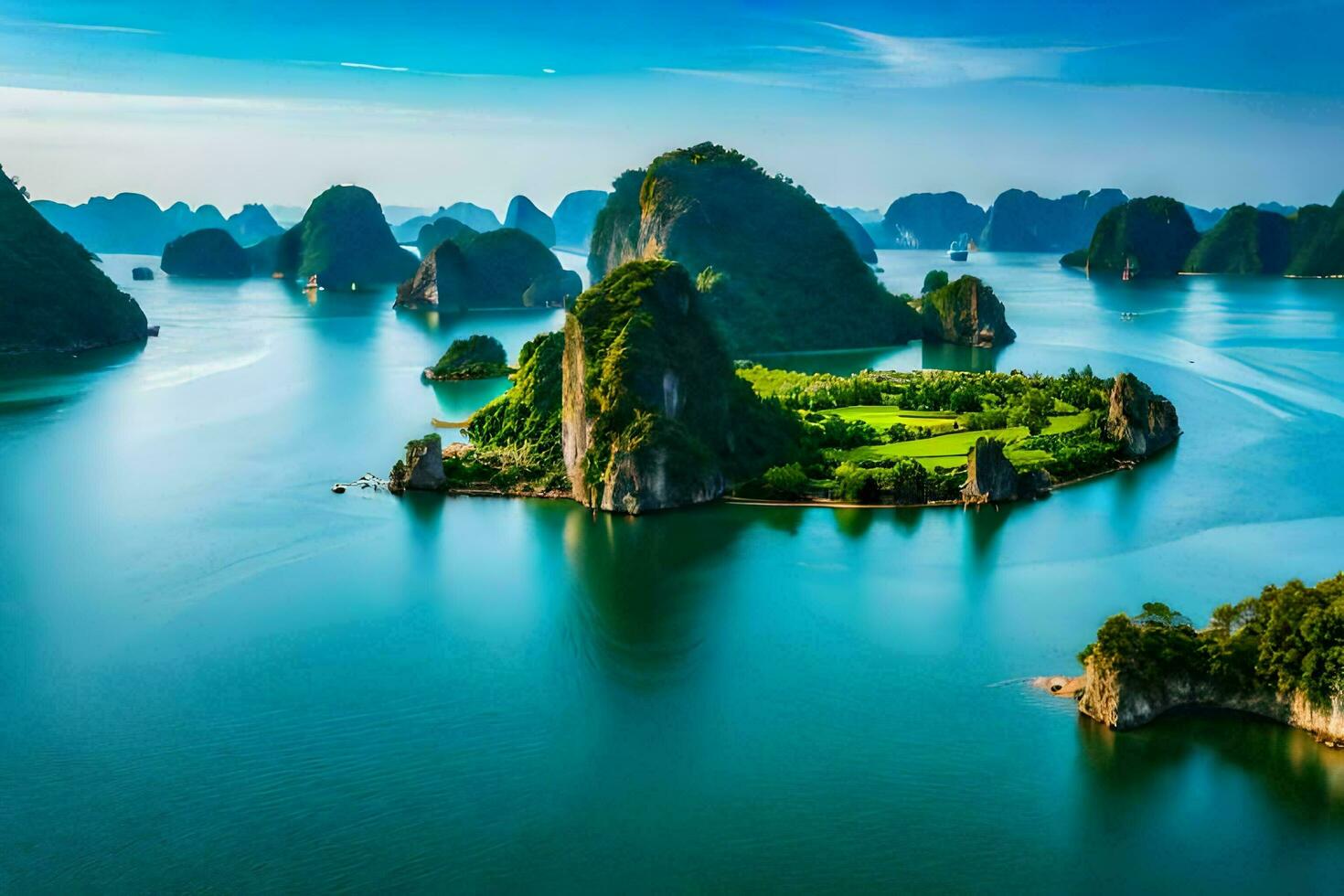 the beautiful islands of halong bay. AI-Generated photo