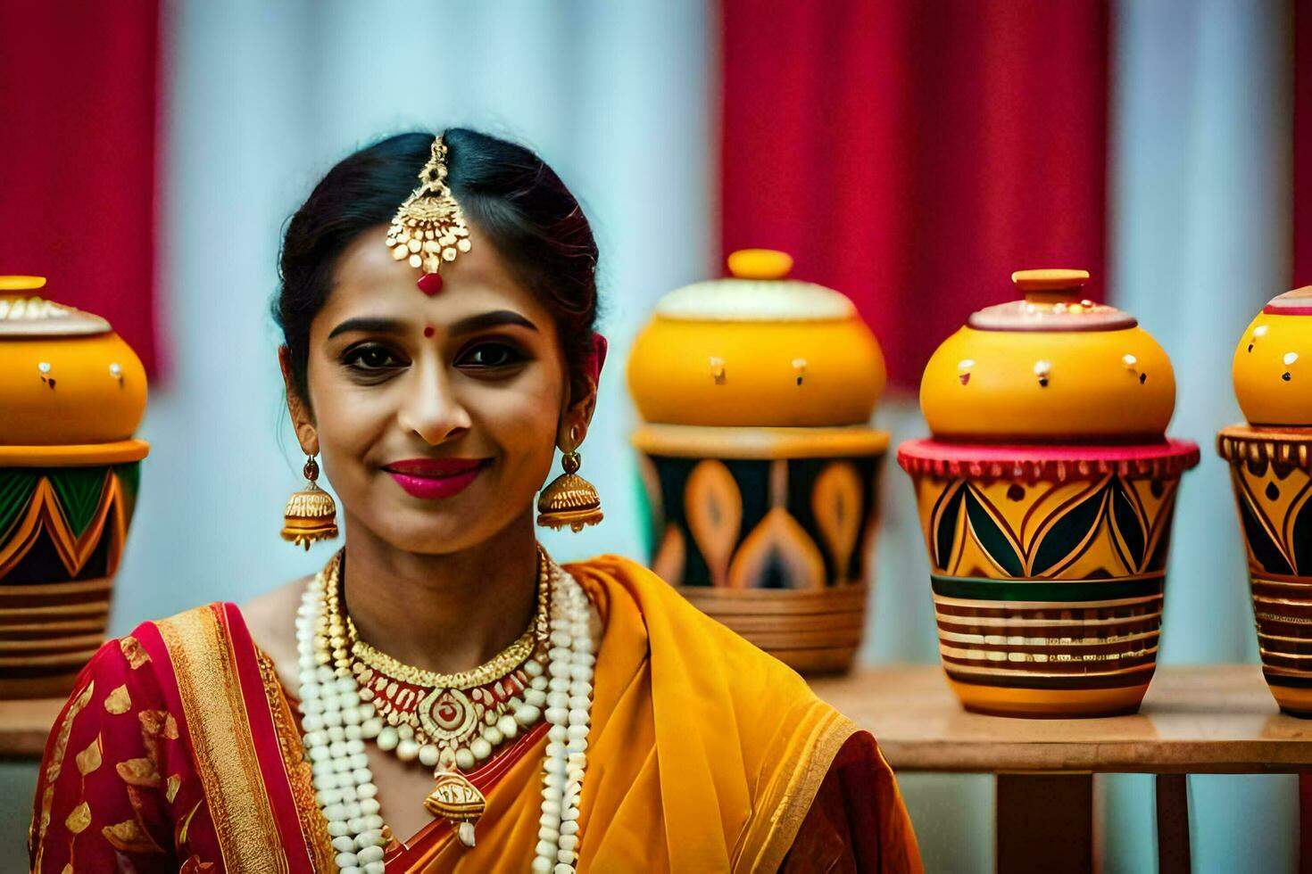 a beautiful indian bride in traditional attire. AI-Generated photo