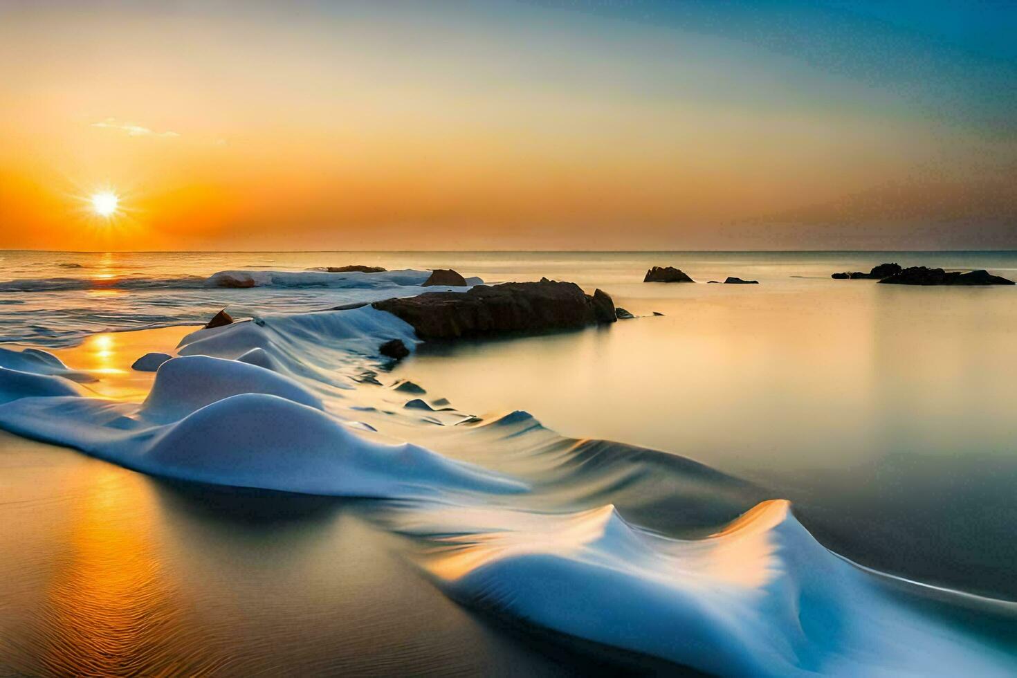 a beautiful sunset over the ocean. AI-Generated photo