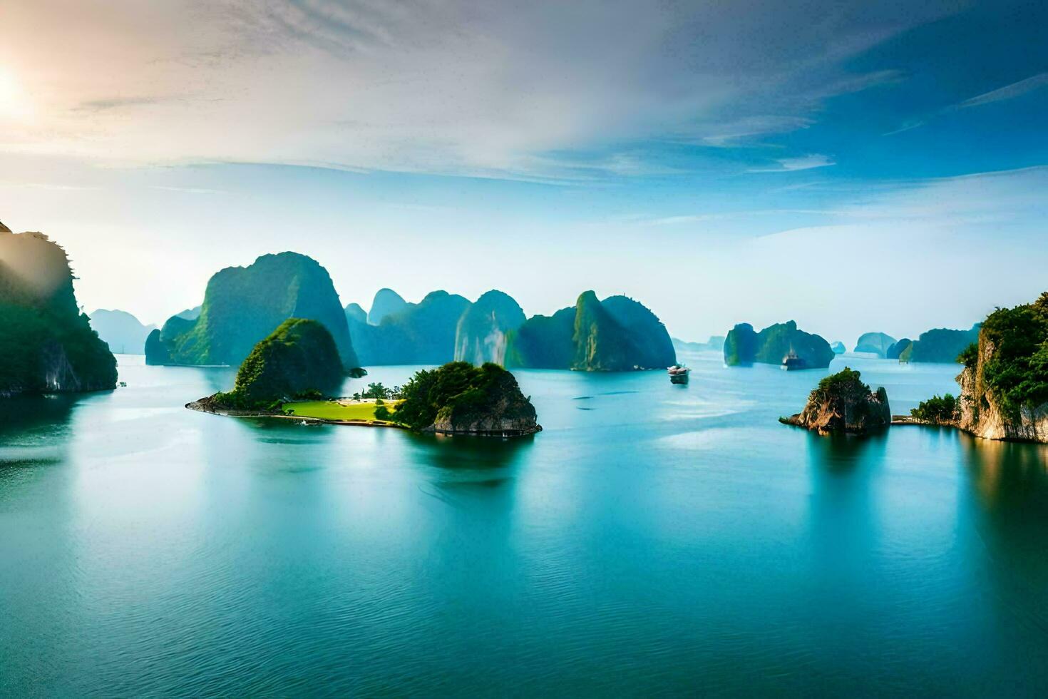 the ha long bay in vietnam. AI-Generated photo