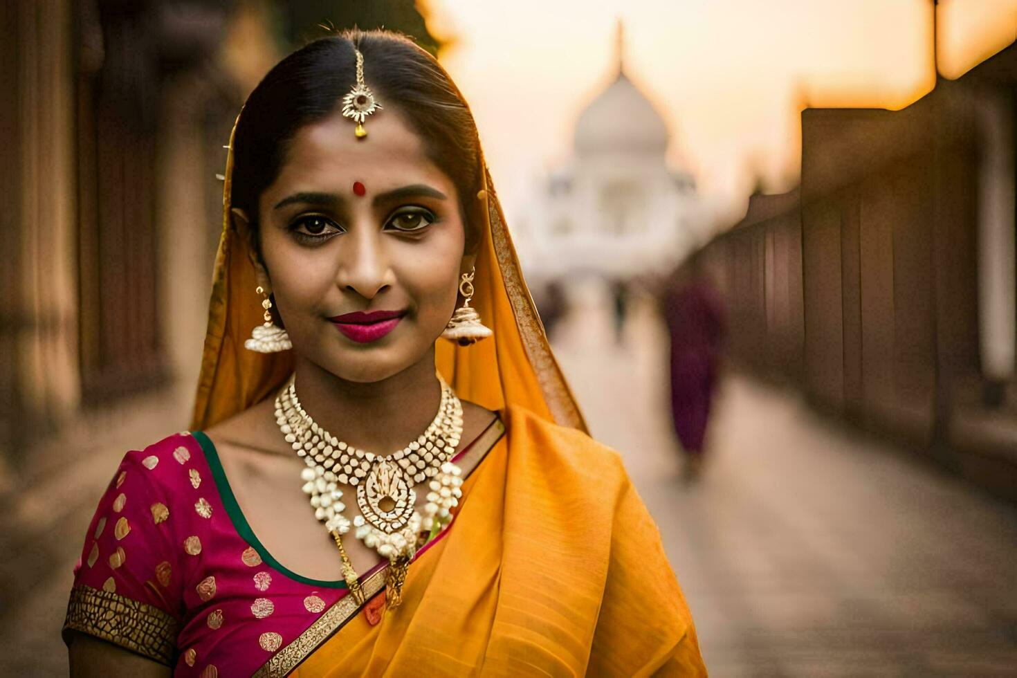 a beautiful indian woman in a sari. AI-Generated photo