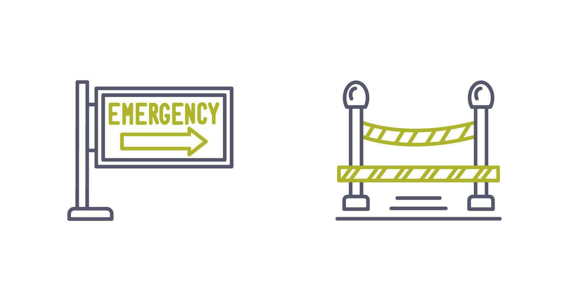 Emergency Sign and Do Not Cross Line, Icon vector