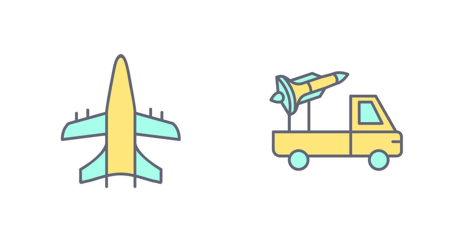 Military Plane and Missile Icon vector