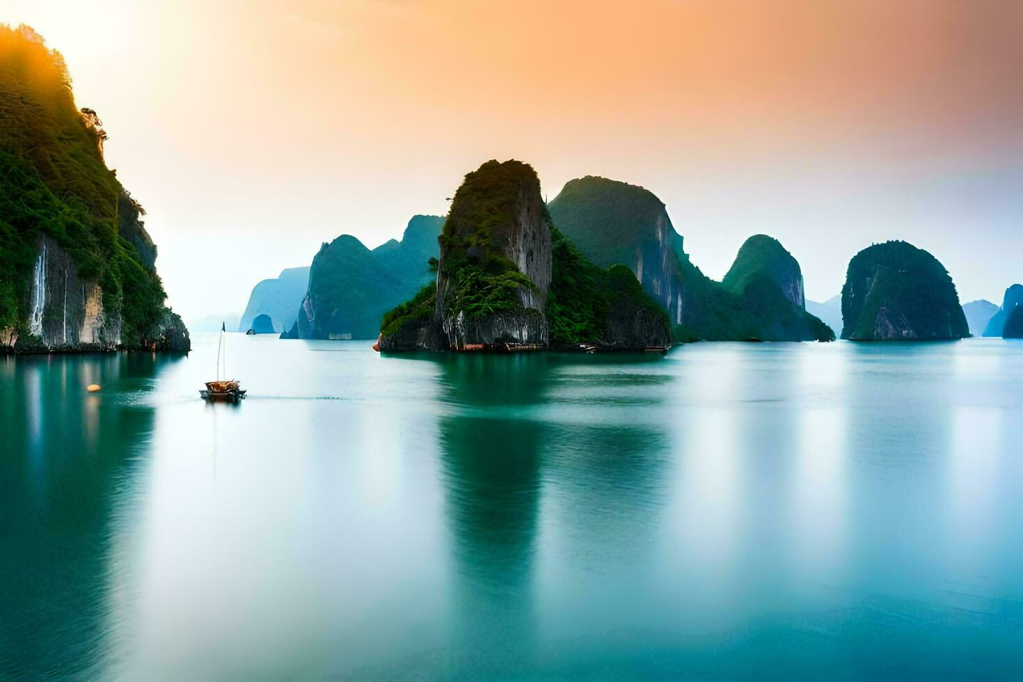 the ha long bay in vietnam. AI-Generated photo