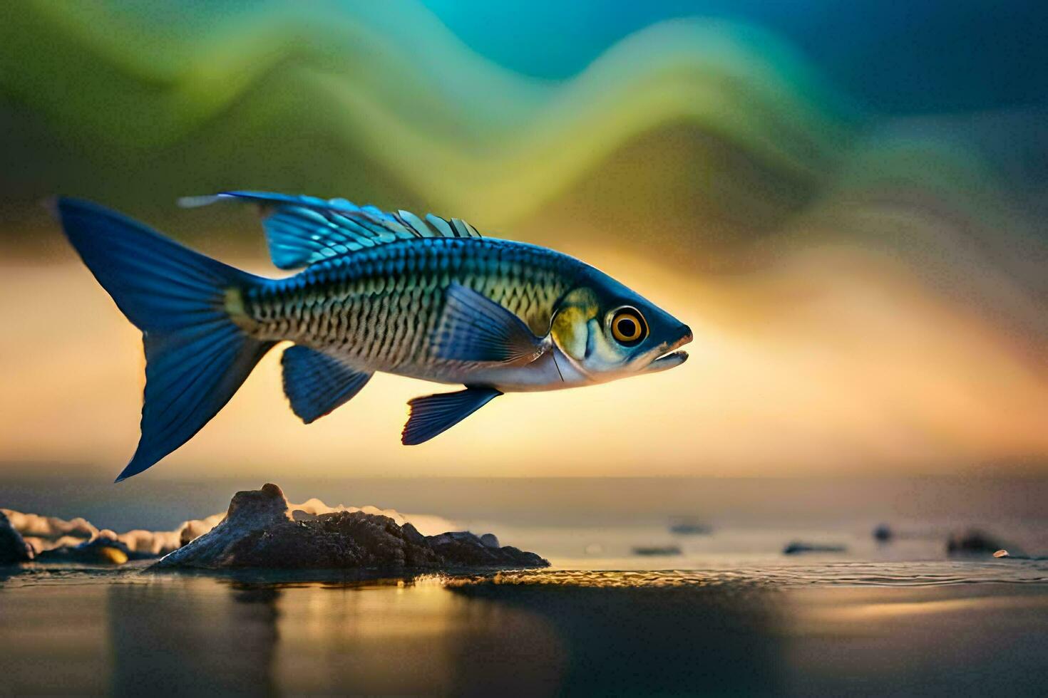photo wallpaper fish, the sky, the sea, the ocean, the sky, the sea,. AI-Generated