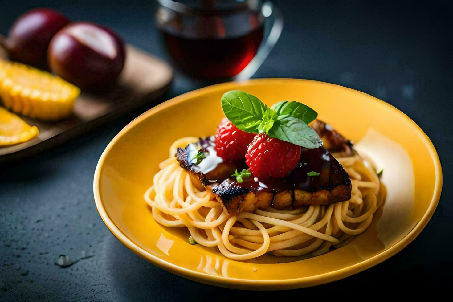 the food is served on a plate with a knife and fork. AI-Generated photo